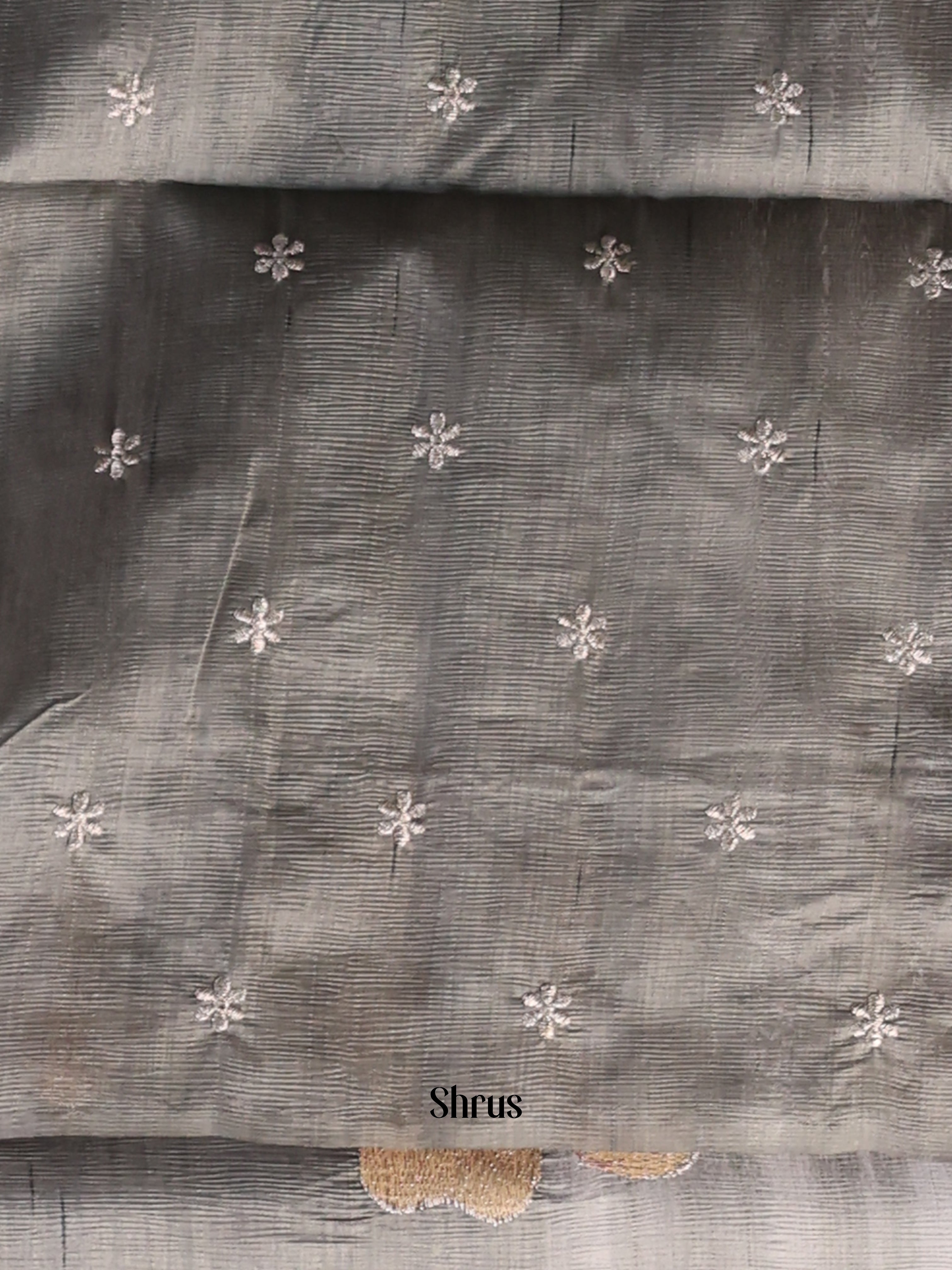 Grey - Semi Rawsilk Saree - Shop on Shrus.com