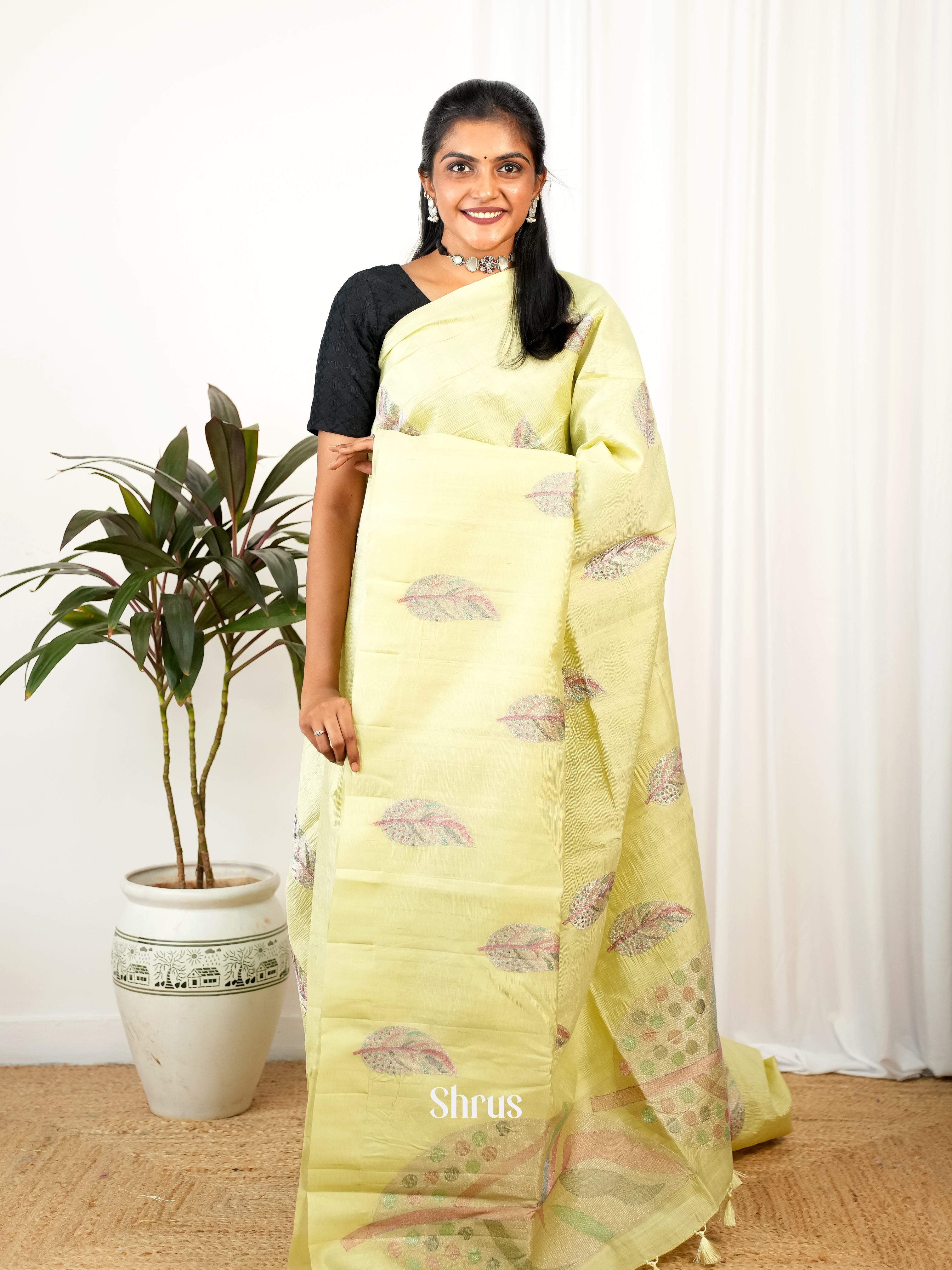 Lite Green - Semi Rawsilk Saree - Shop on Shrus.com