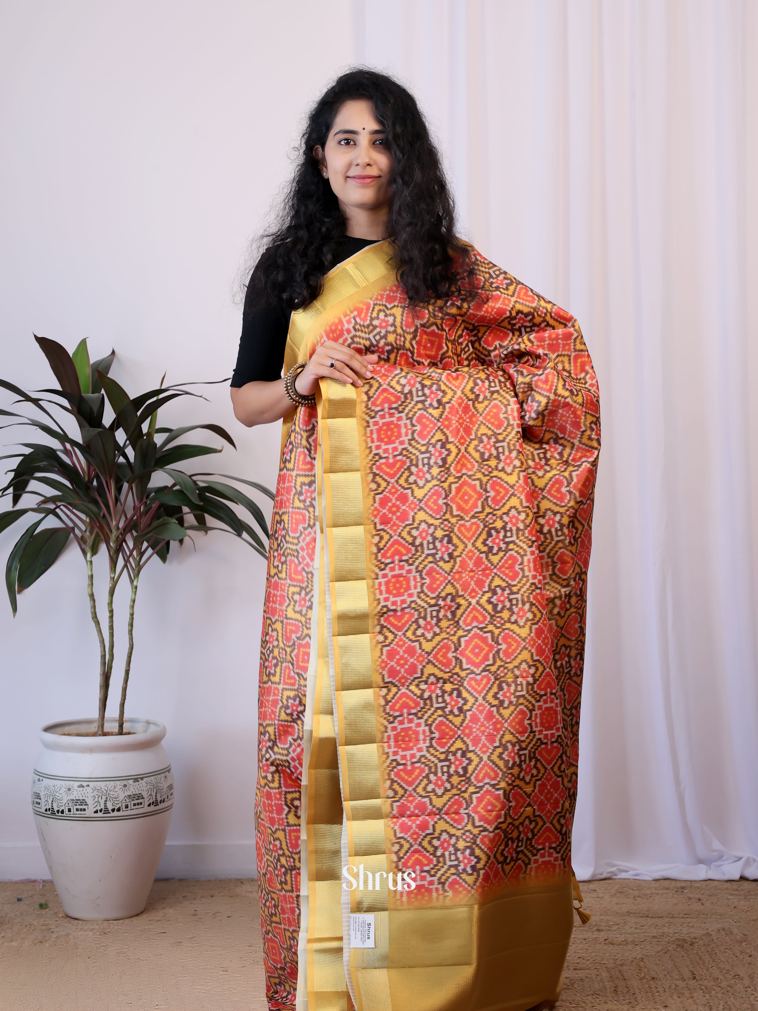 Gold - Semi Patola Saree - Shop on Shrus.com