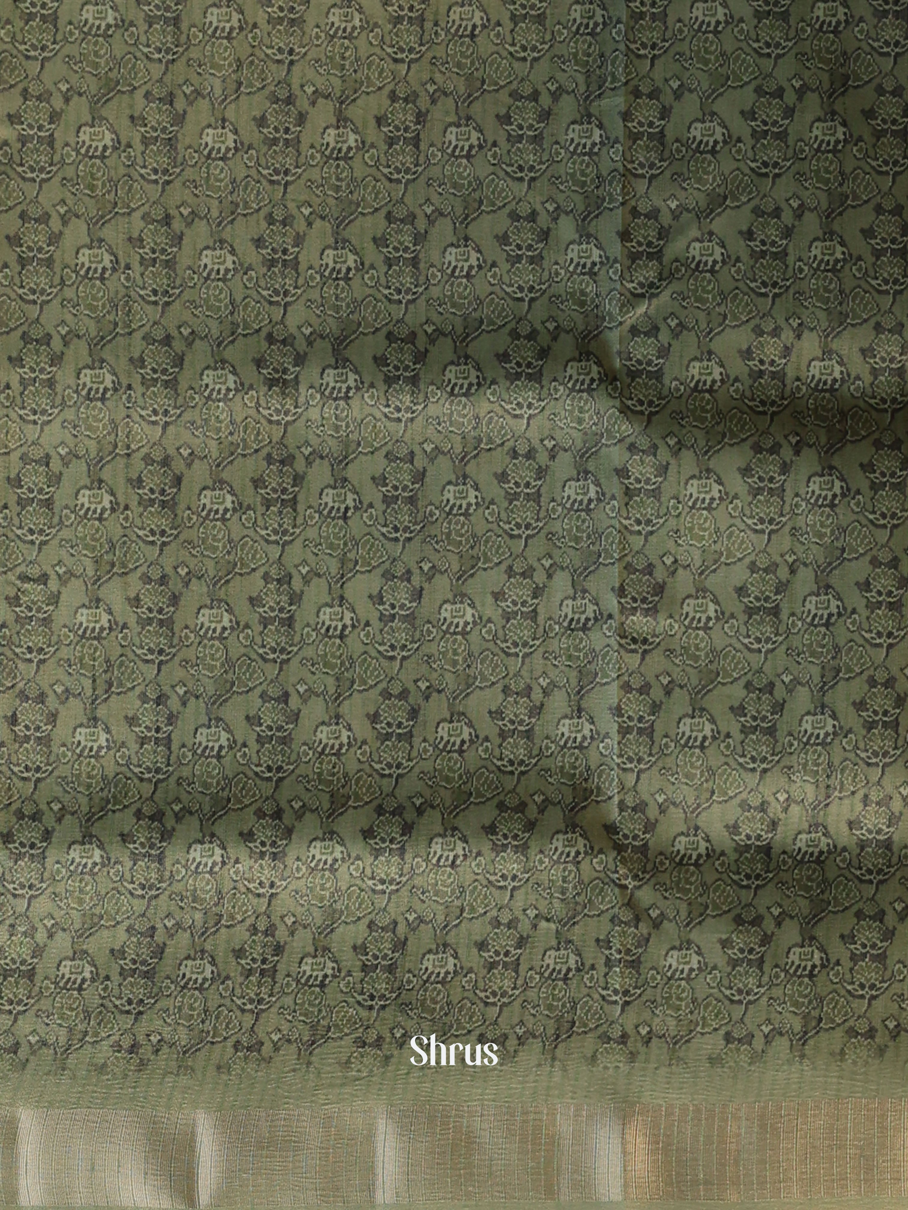 Grey Green - Semi Patola Saree - Shop on Shrus.com