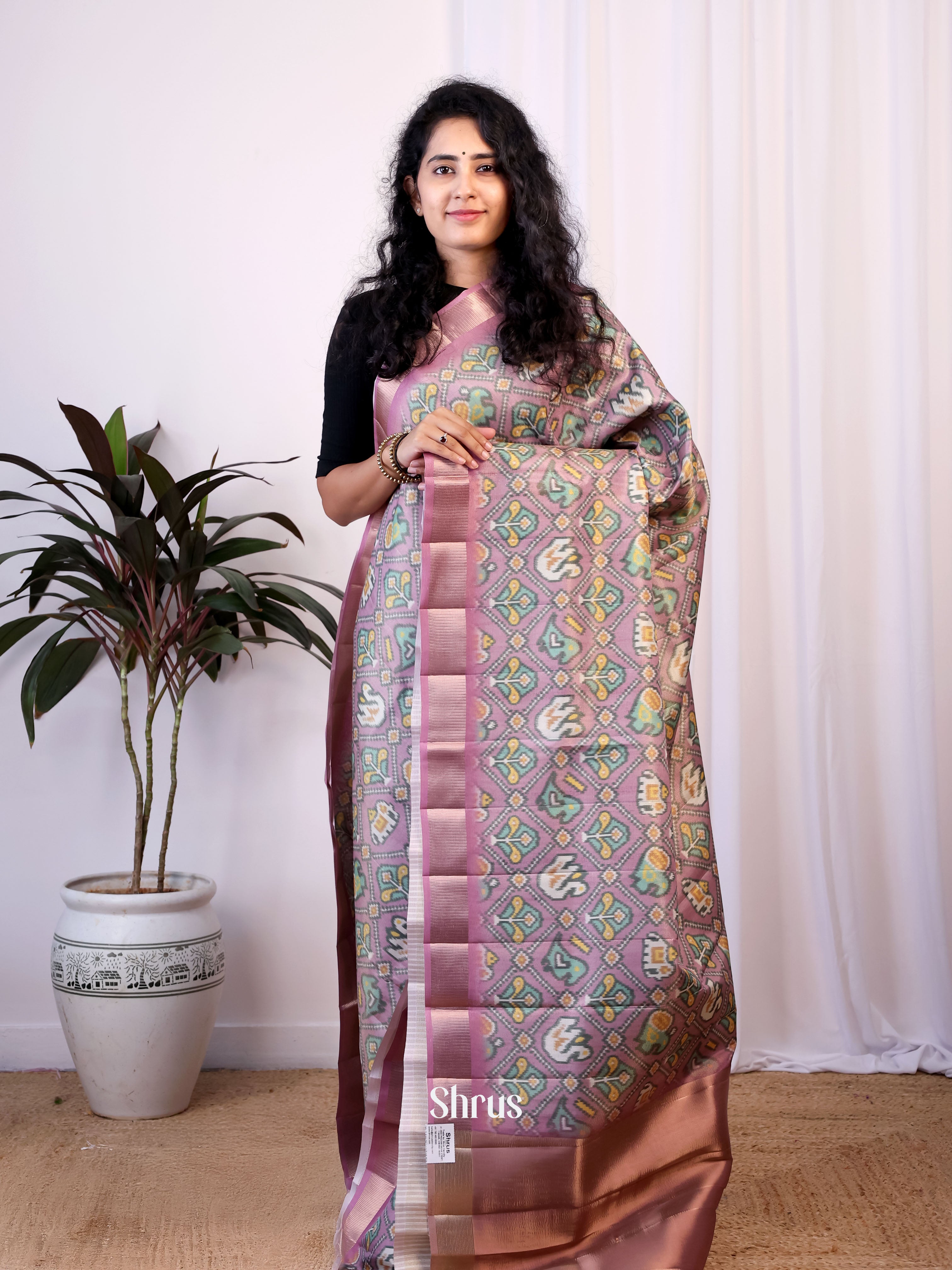 Purple - Semi Patola Saree - Shop on Shrus.com