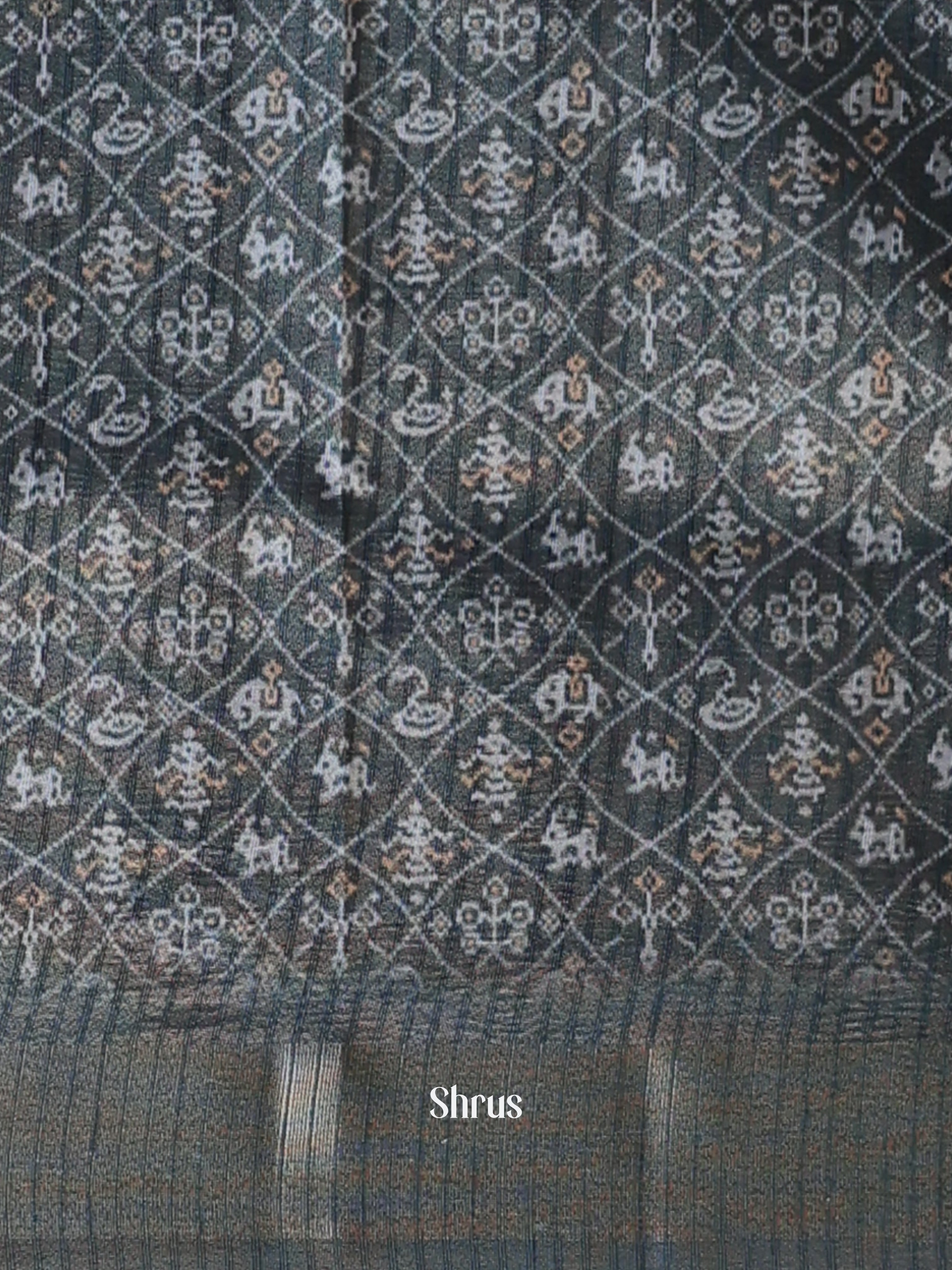 Grey - Semi Patola Saree - Shop on Shrus.com