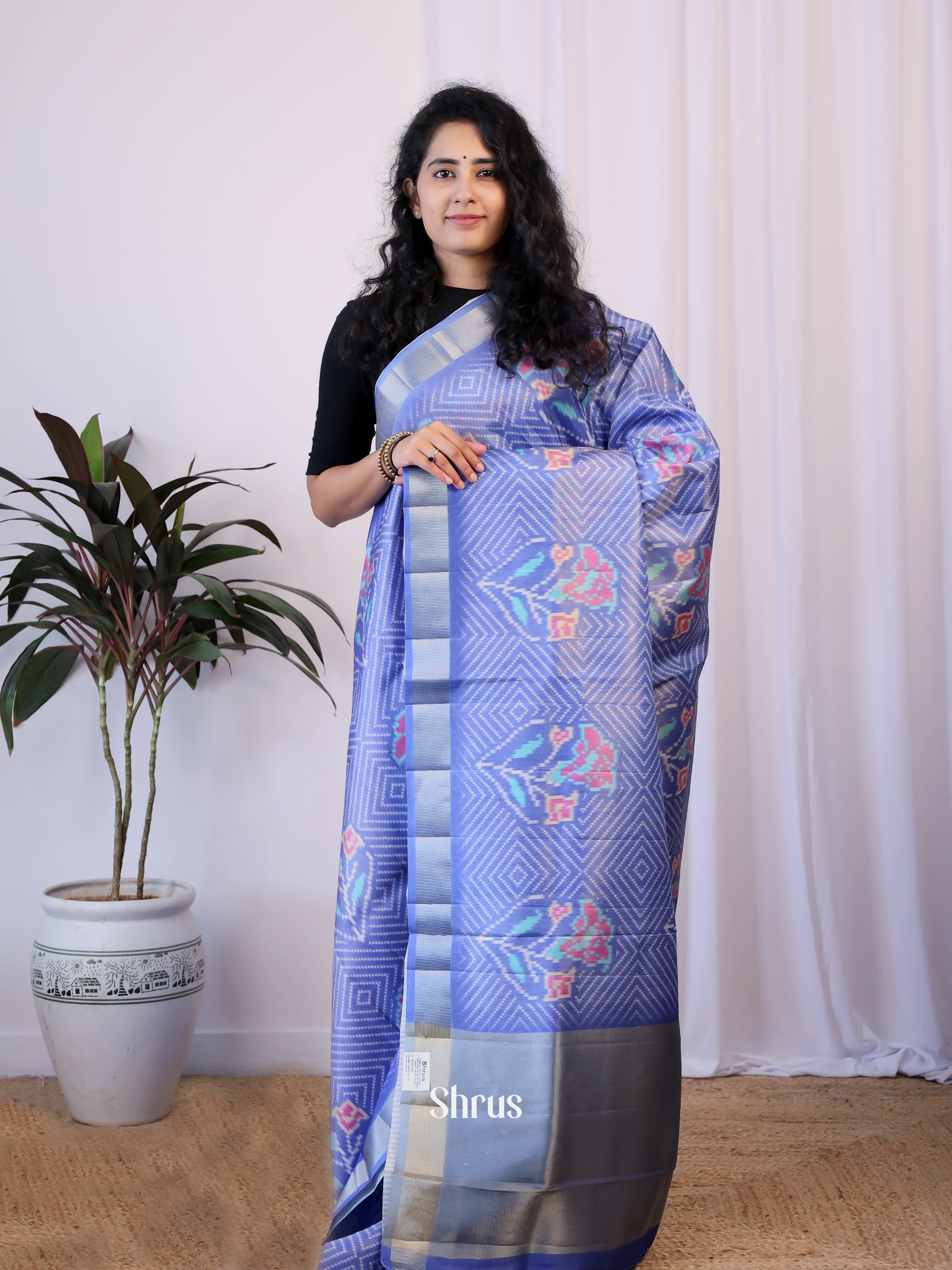 Purple - Semi Patola Saree - Shop on Shrus.com