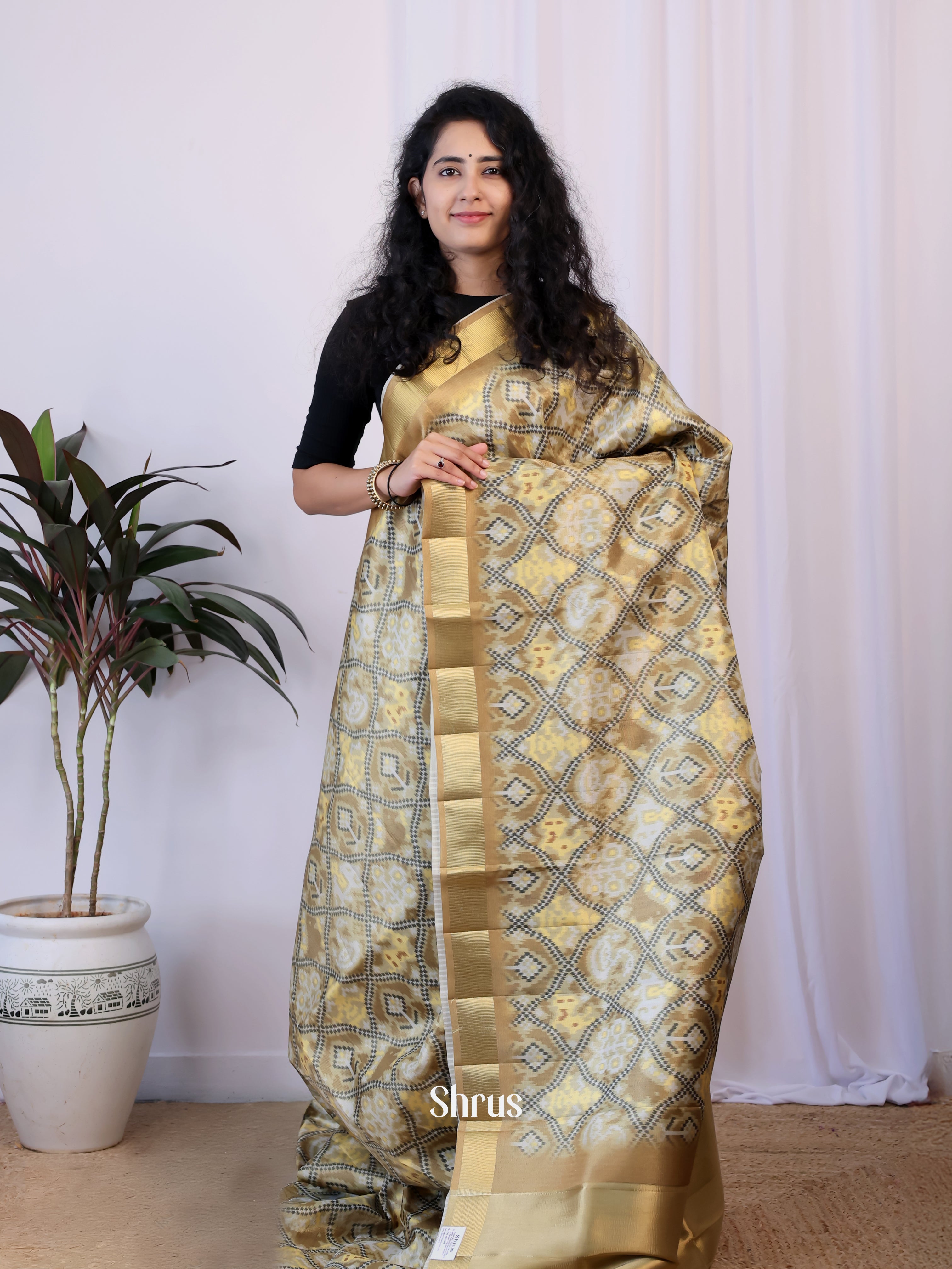 Grey - Semi Patola Saree - Shop on Shrus.com