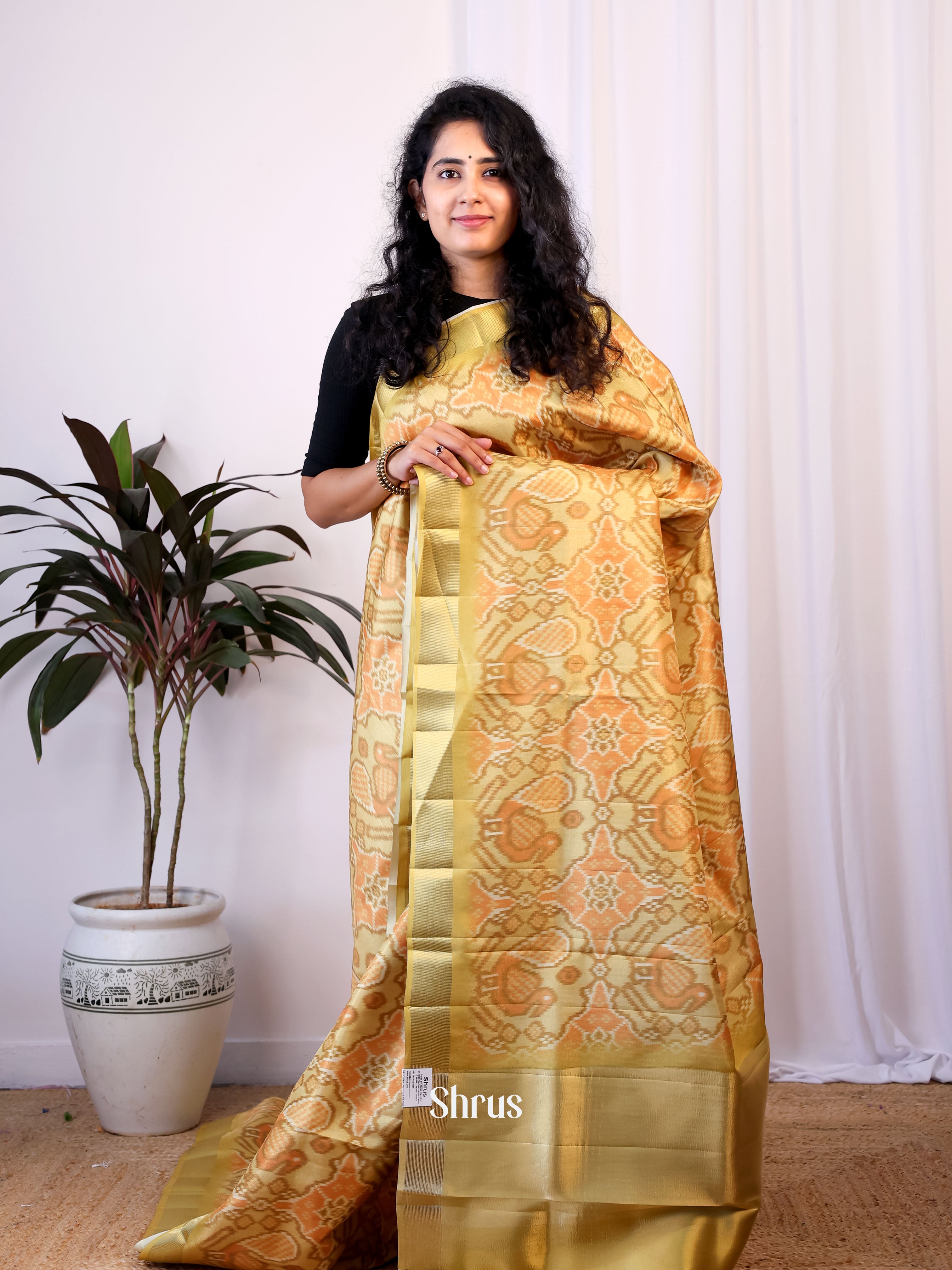 Gold - Semi Patola Saree - Shop on Shrus.com