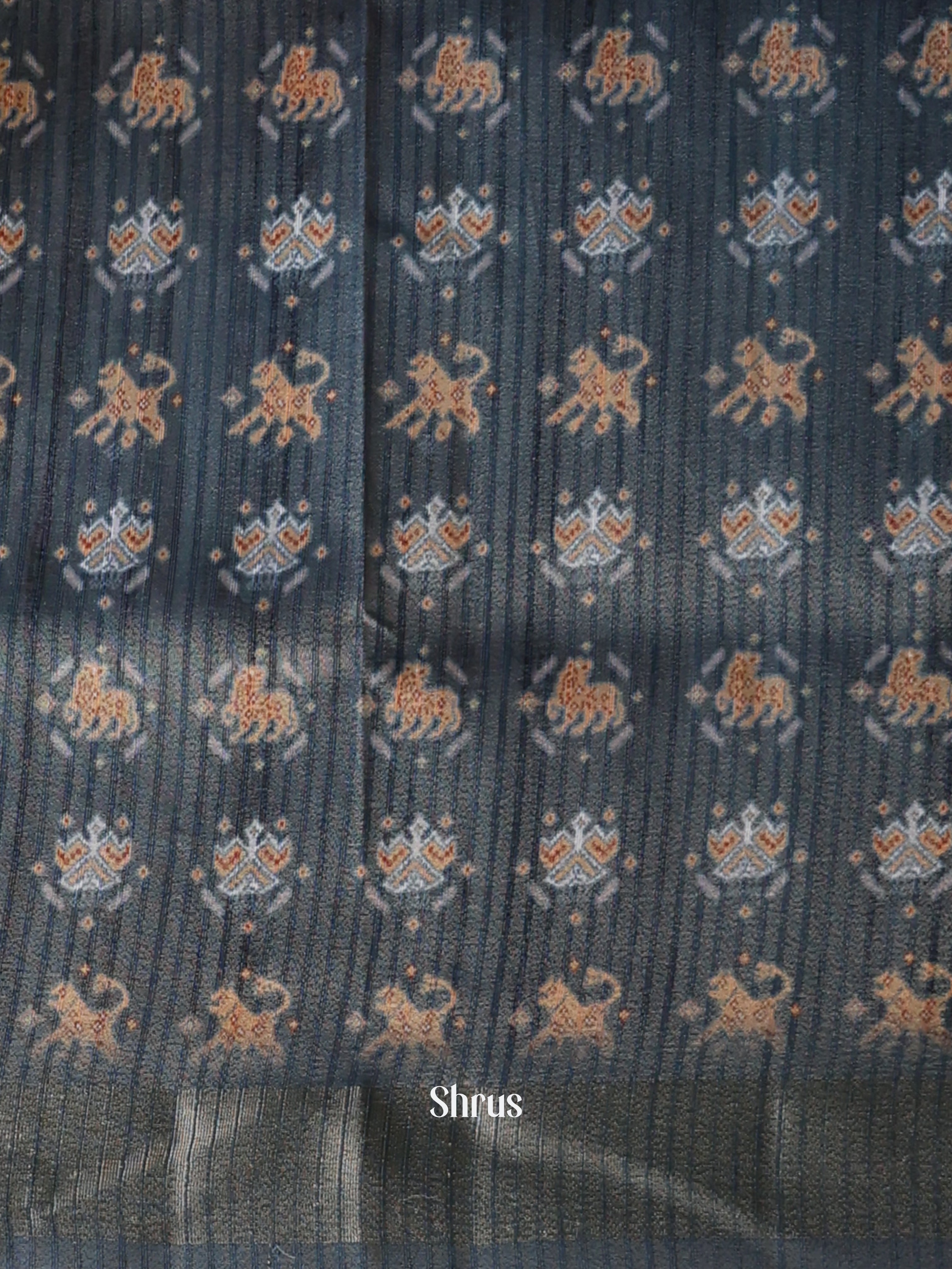 Grey - Semi Patola Saree - Shop on Shrus.com