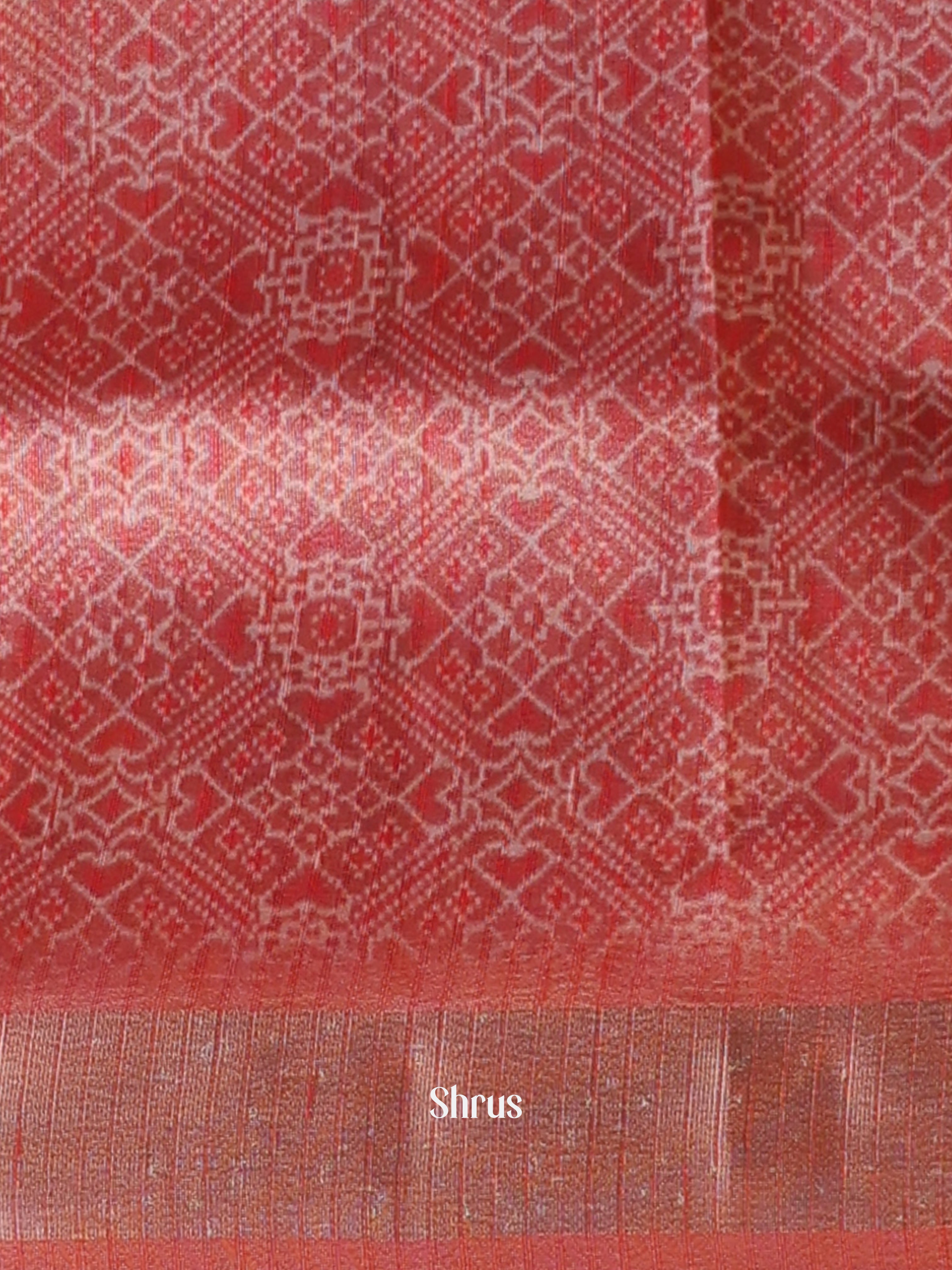Peachish Pink - Semi Patola Saree - Shop on Shrus.com