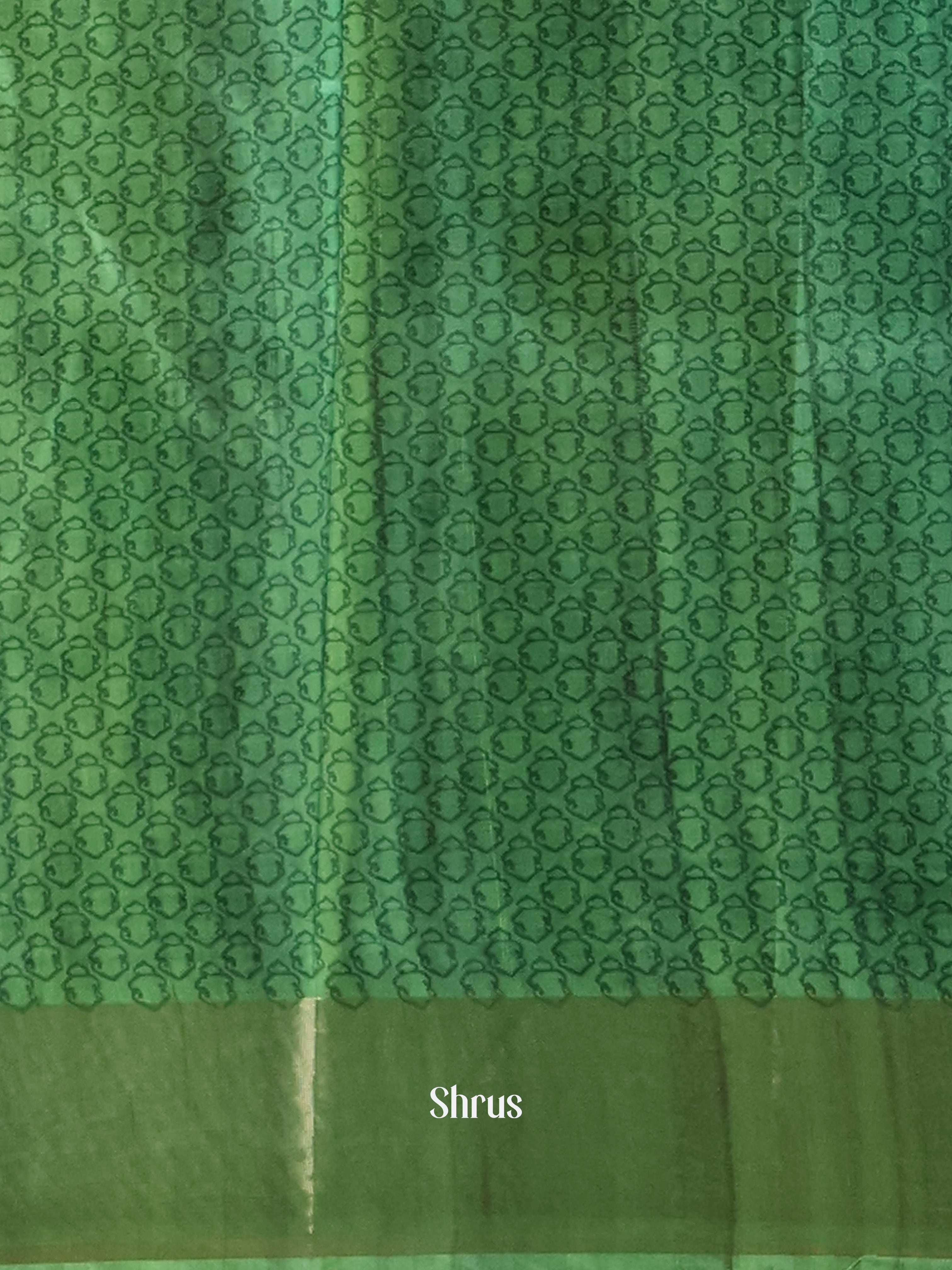 Cream & Green - Champa semitussar Saree - Shop on Shrus.com