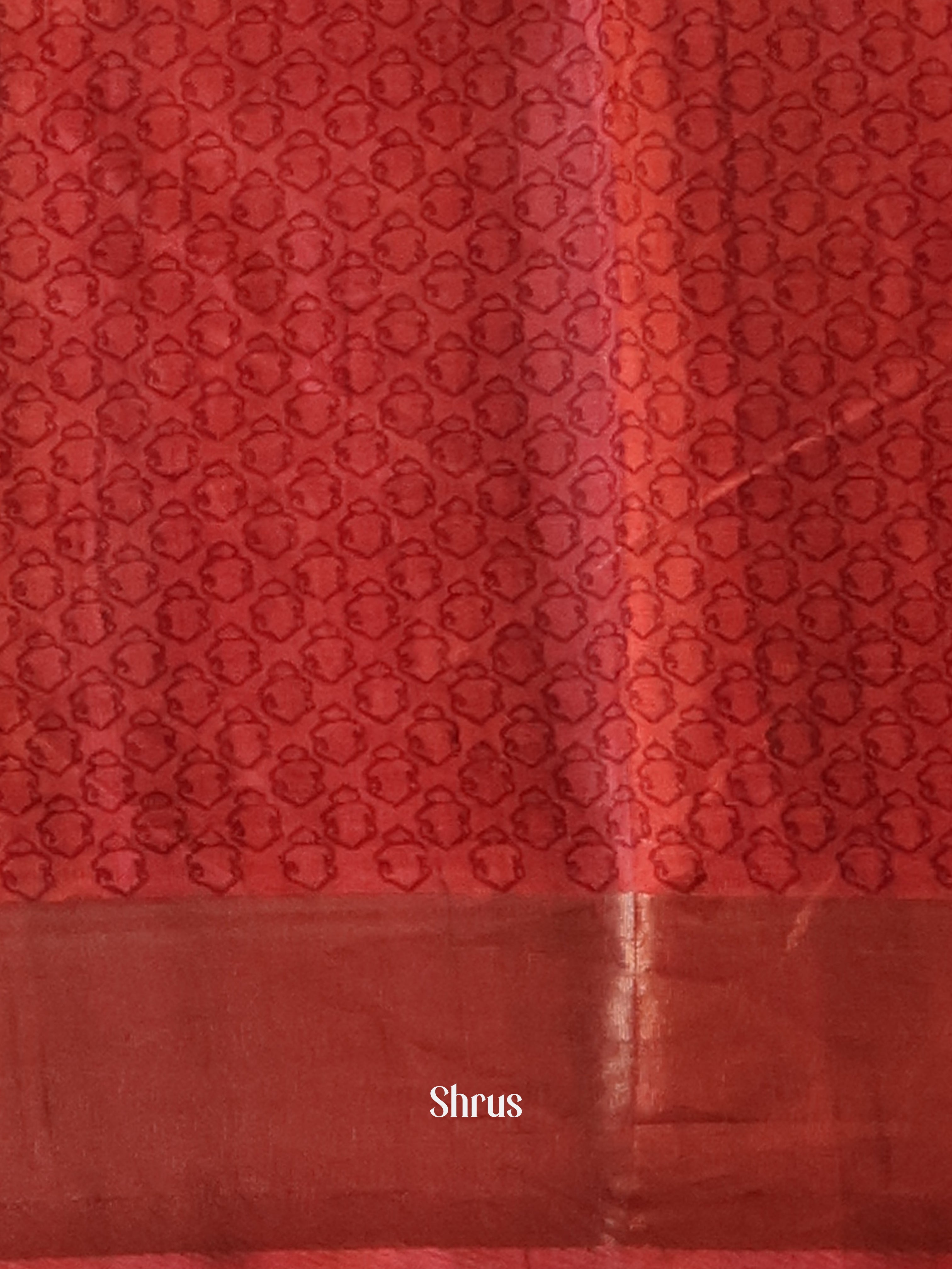Cream & Red - Champa semitussar Saree - Shop on Shrus.com
