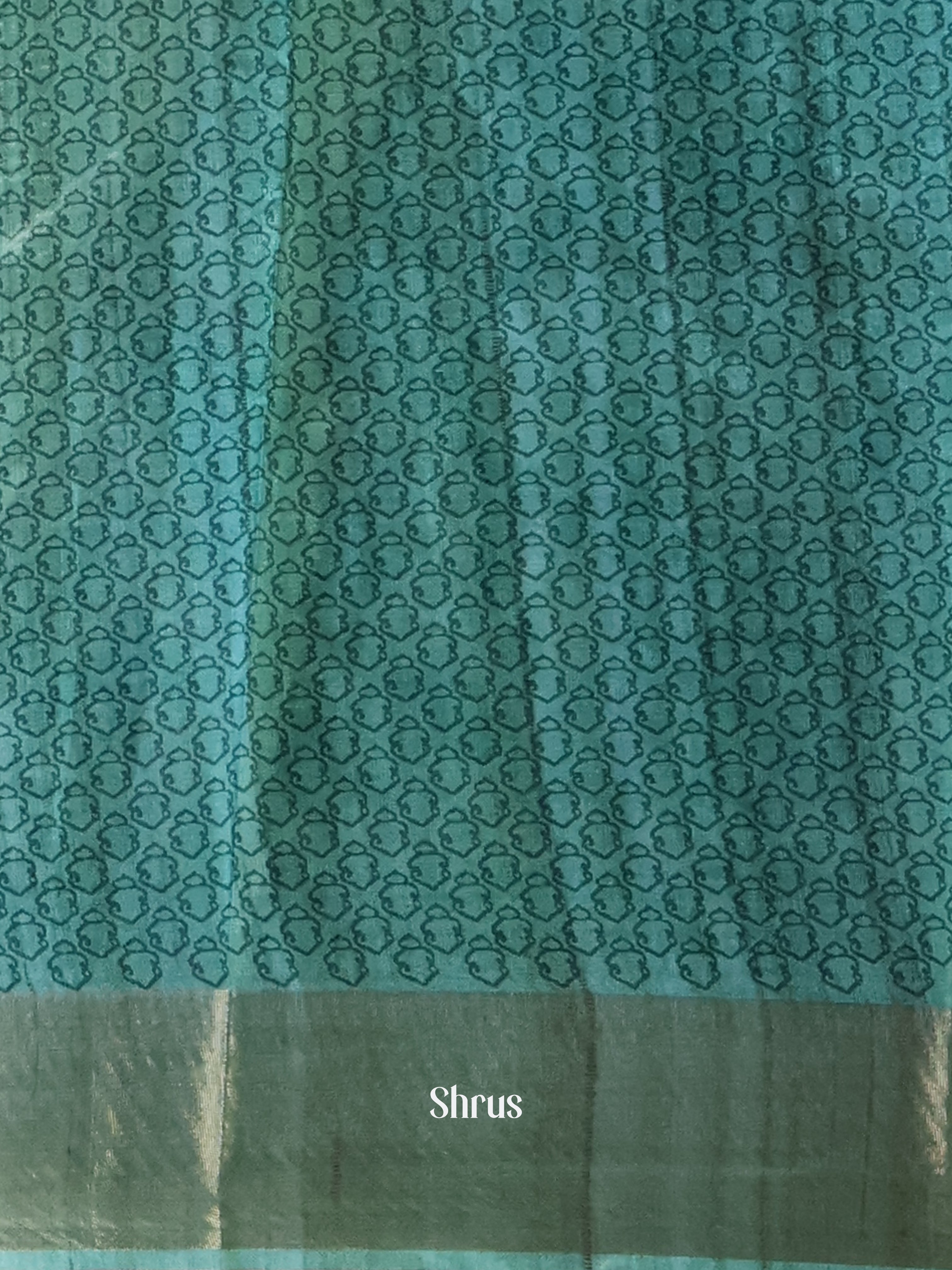 Cream & Green - Champa semitussar Saree - Shop on Shrus.com