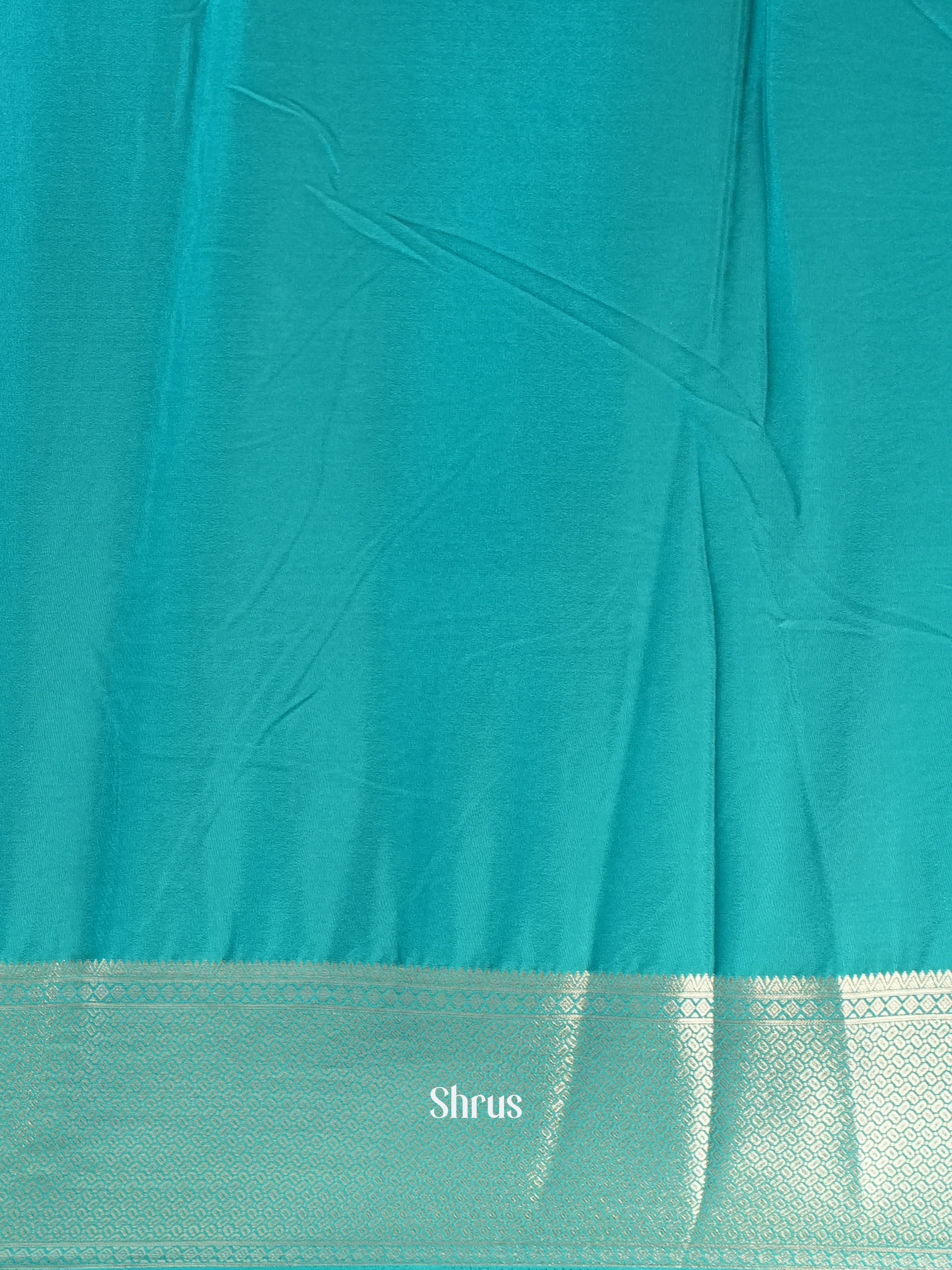 Cream & Teal- Mysoresilk-halfpure Saree - Shop on Shrus.com