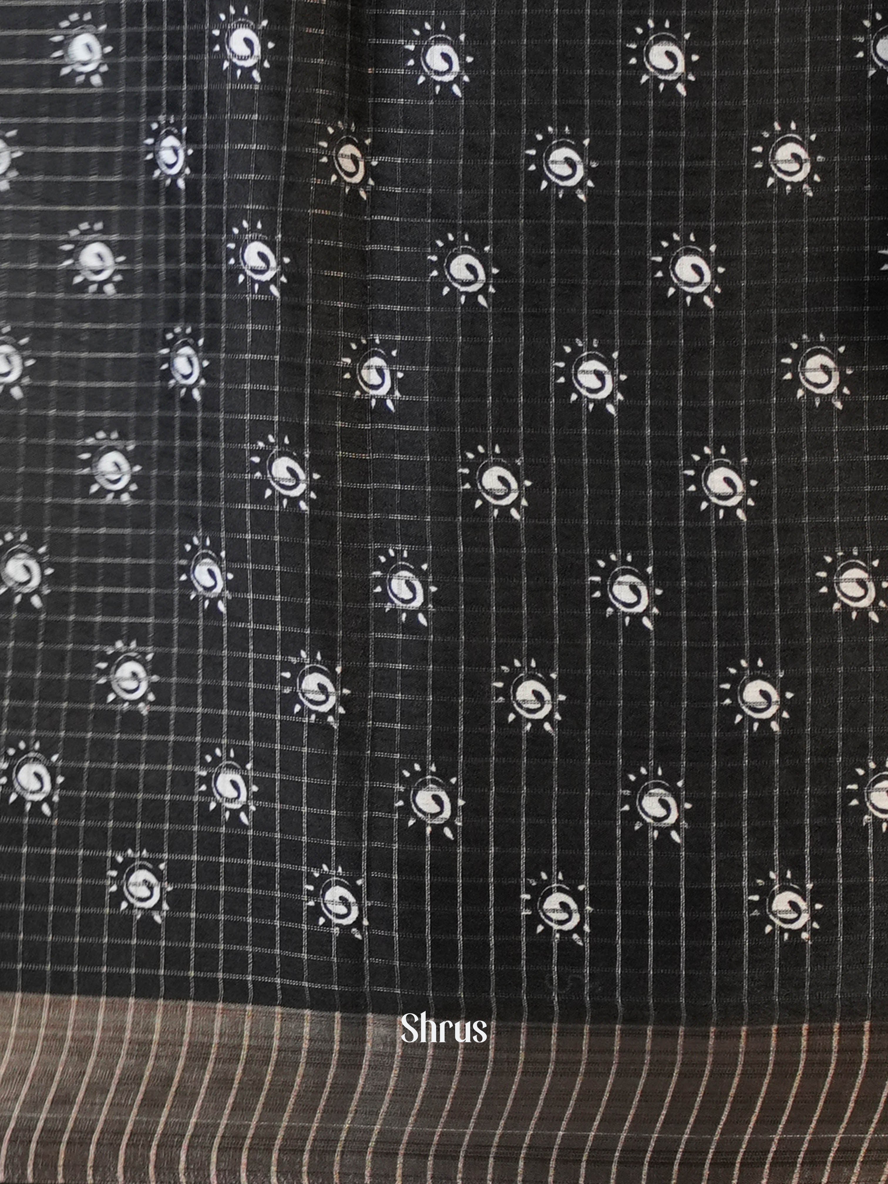 Cream & Black- Art modal Saree - Shop on Shrus.com