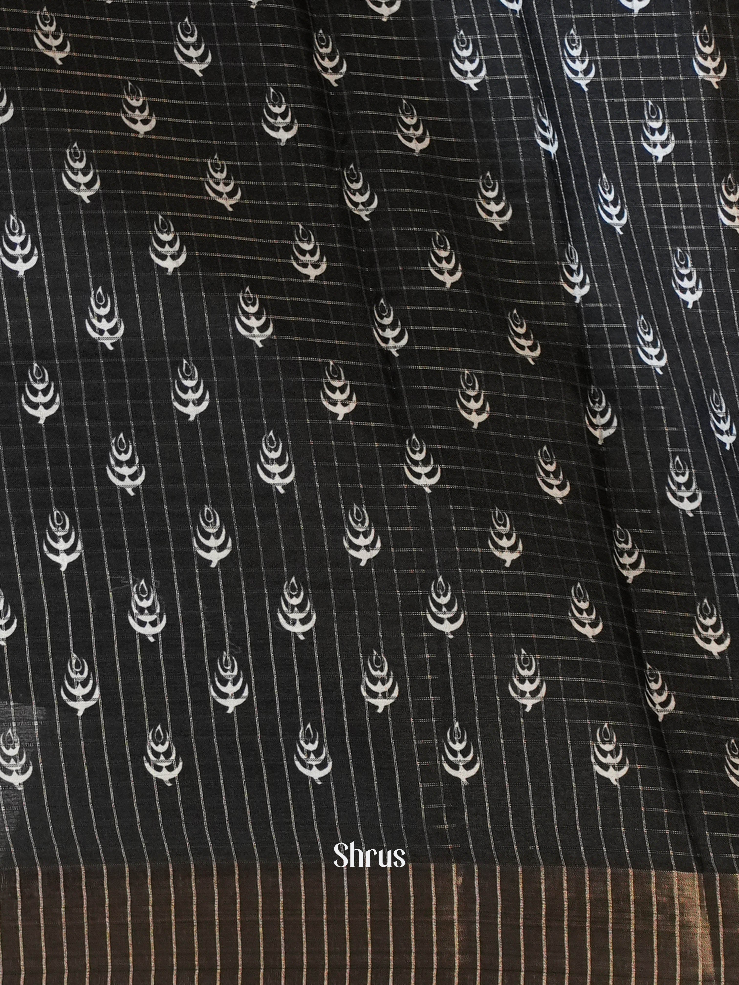 Cream & Black - Art modal Saree - Shop on Shrus.com