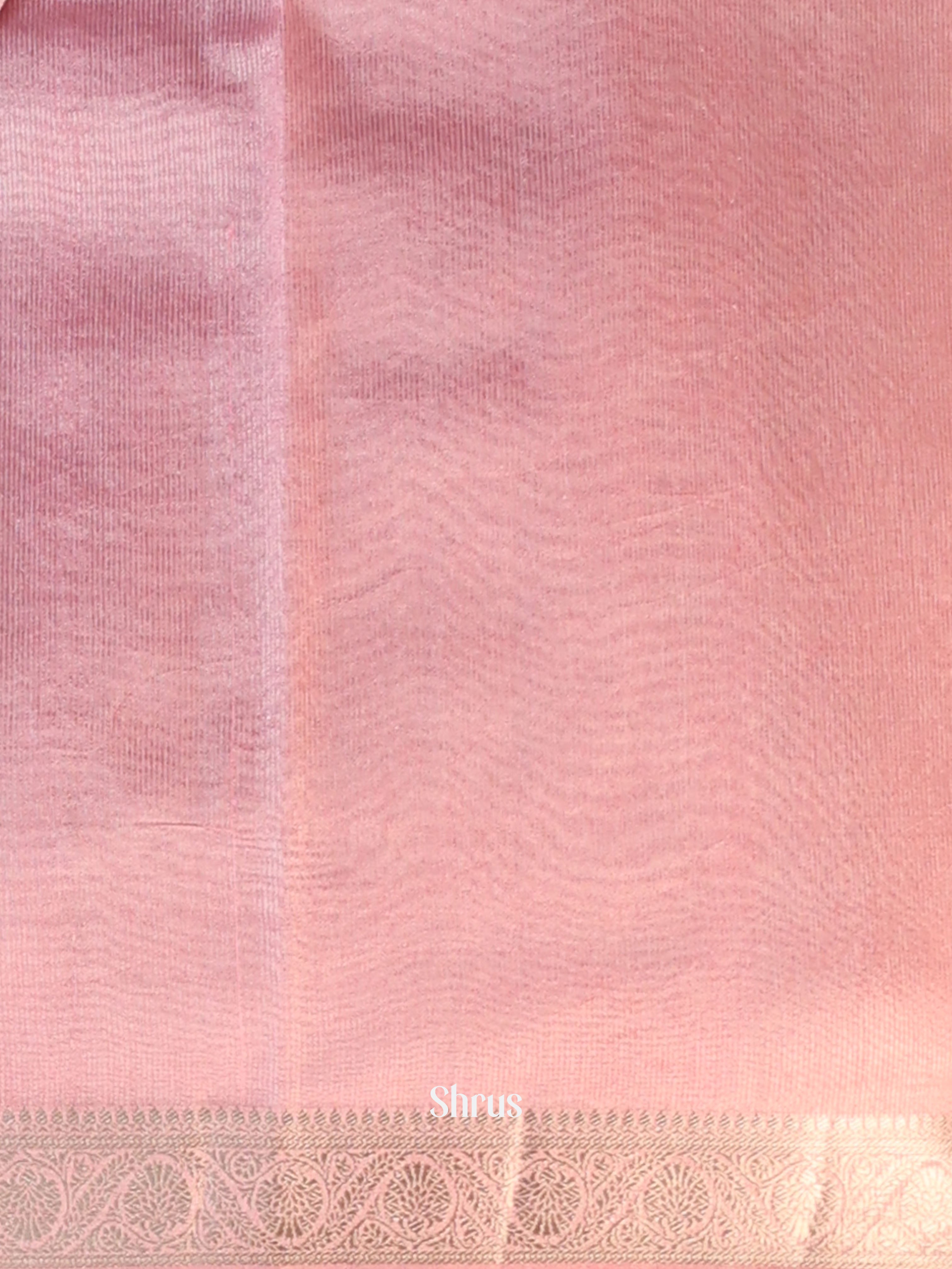 Peachish Pink - Semi Tissue Saree - Shop on Shrus.com