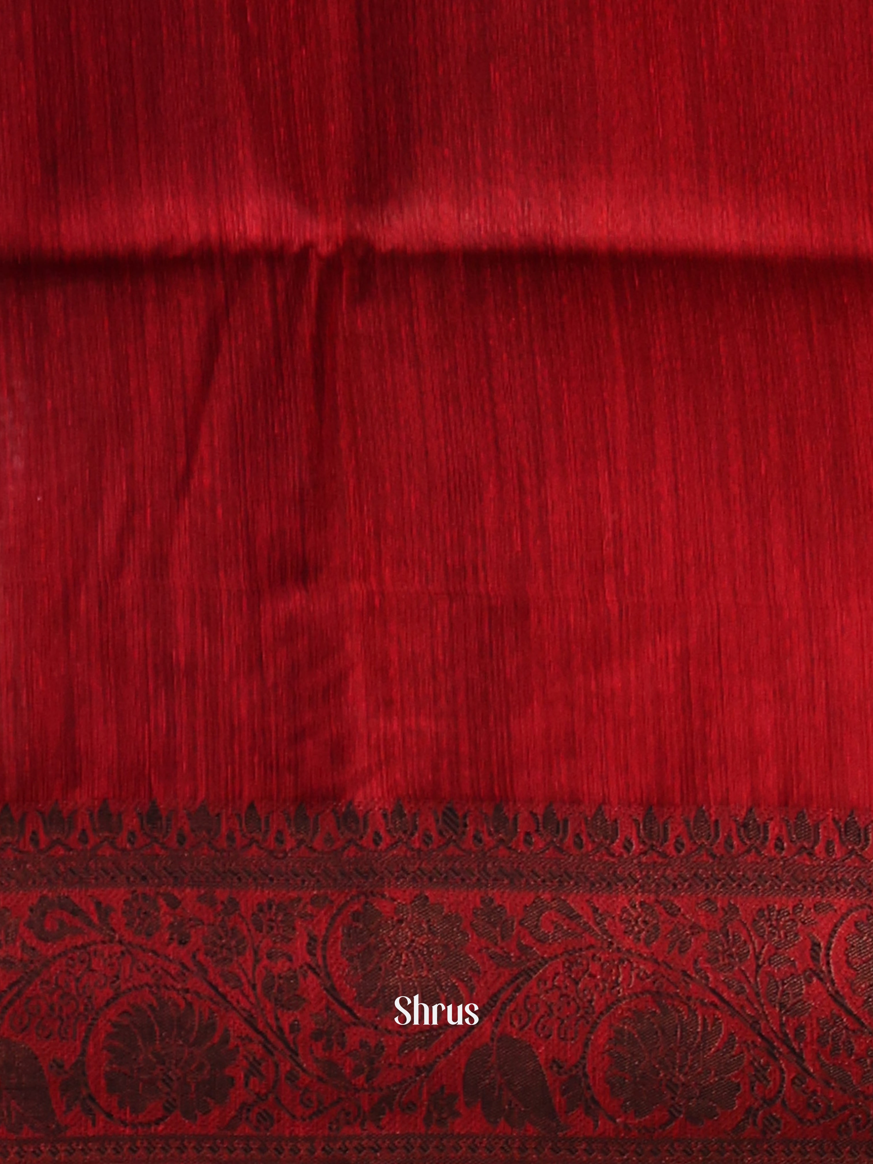 Blue & Maroon - Semi Jute Saree - Shop on Shrus.com