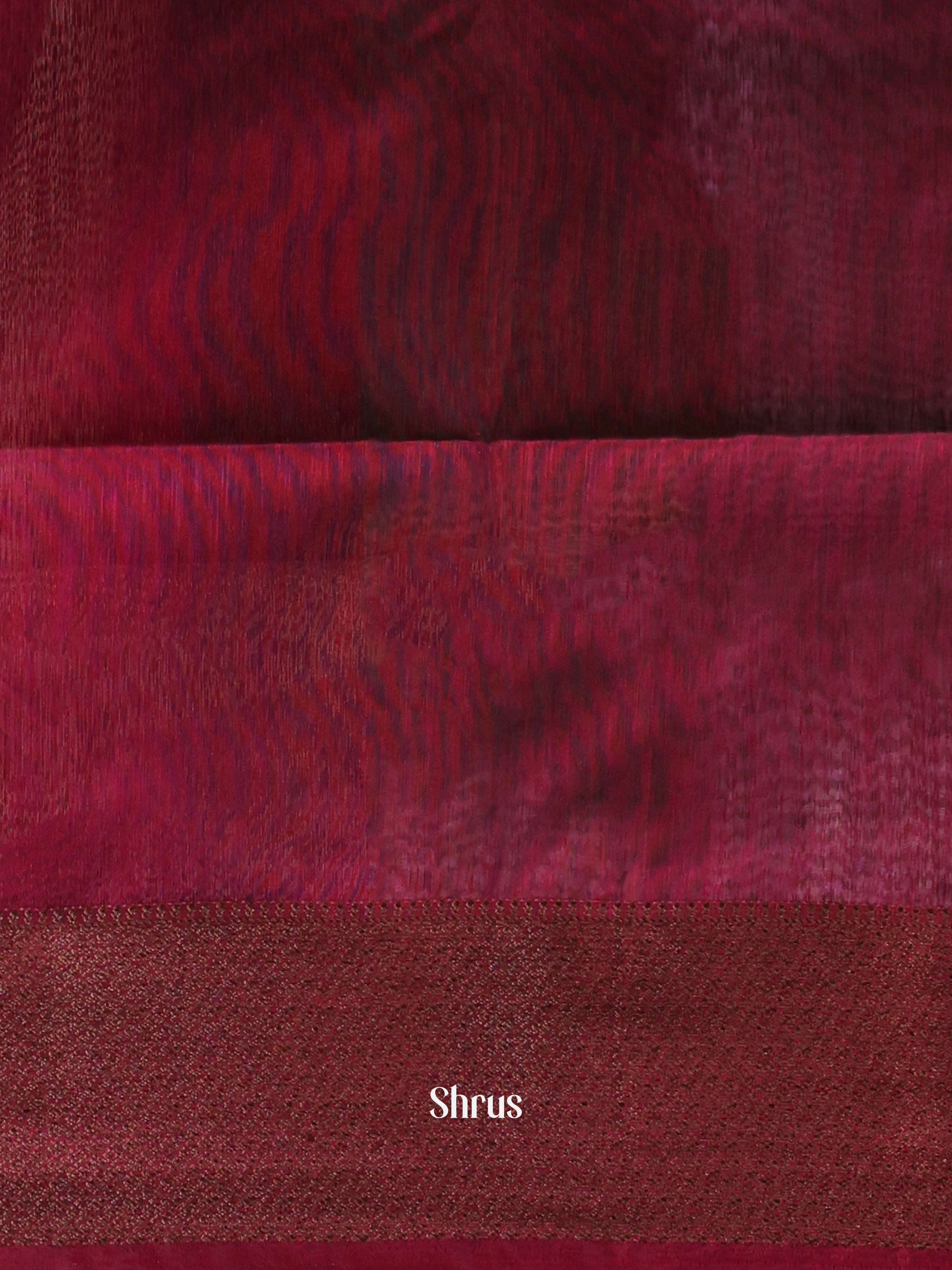 Green & Maroon - Semi Jute Saree - Shop on Shrus.com
