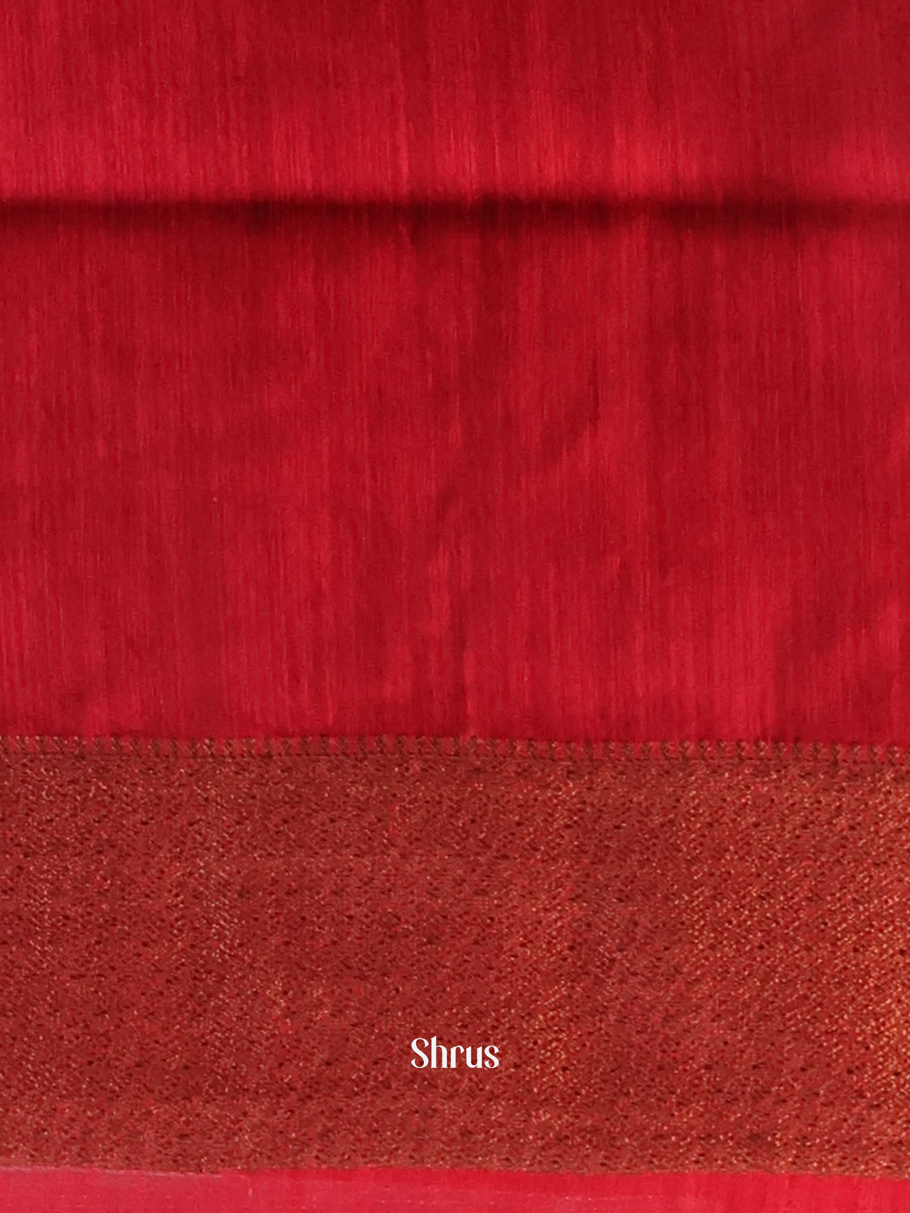 Blue & Red - Semi Jute Saree - Shop on Shrus.com