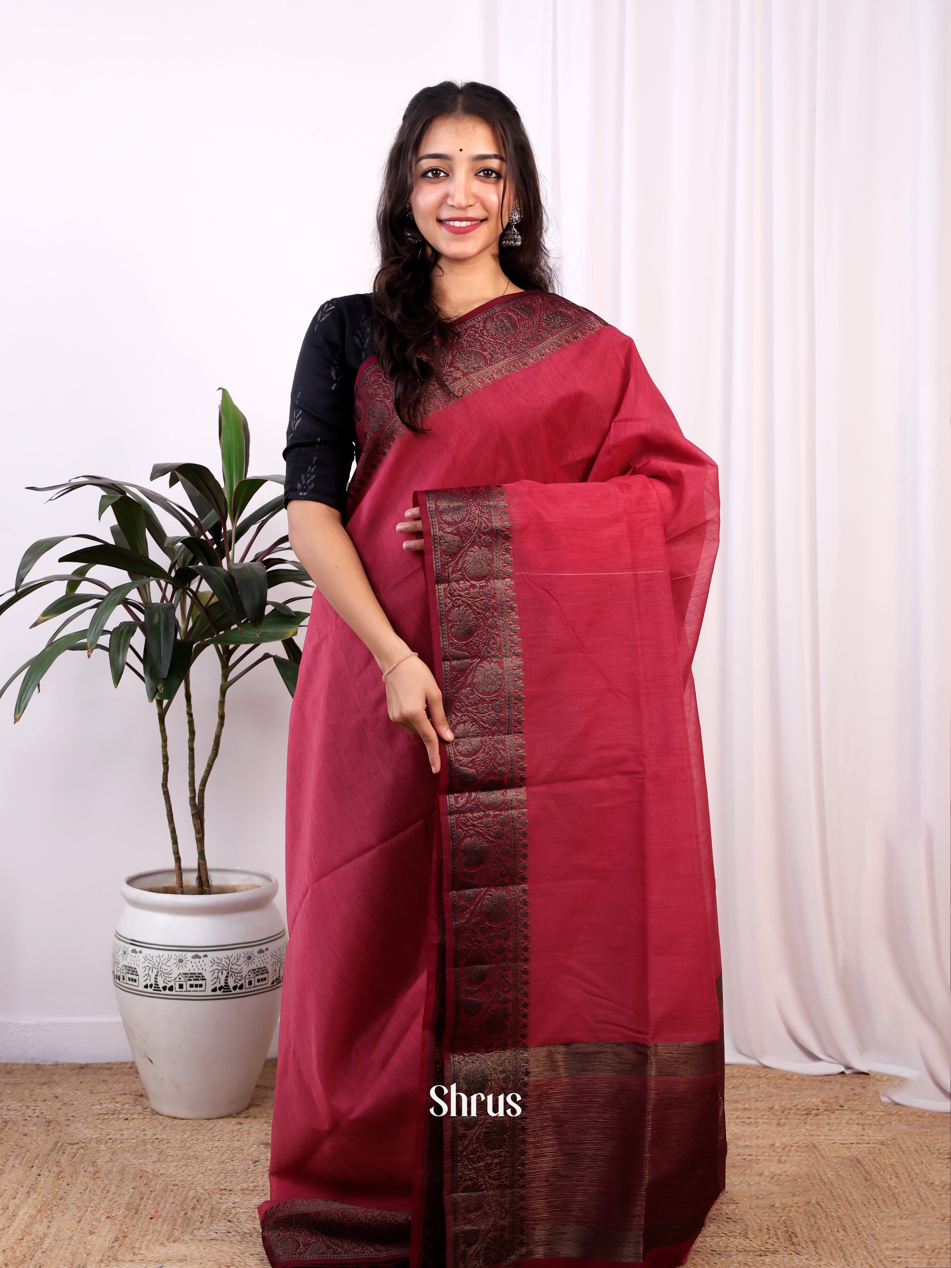 Maroon -Semi Jute - Shop on Shrus.com