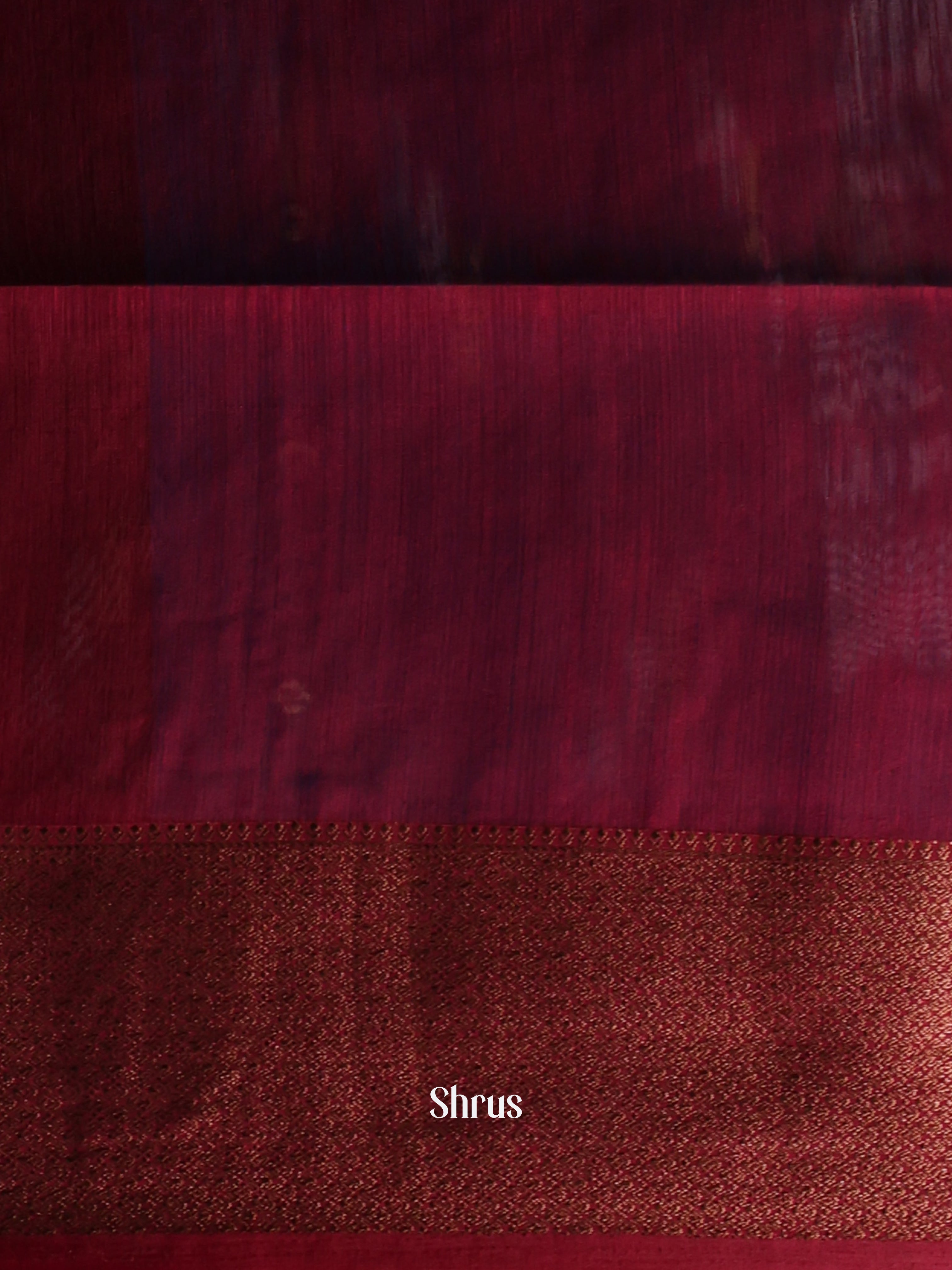 Blue & Maroon - Semi Jute Saree - Shop on Shrus.com