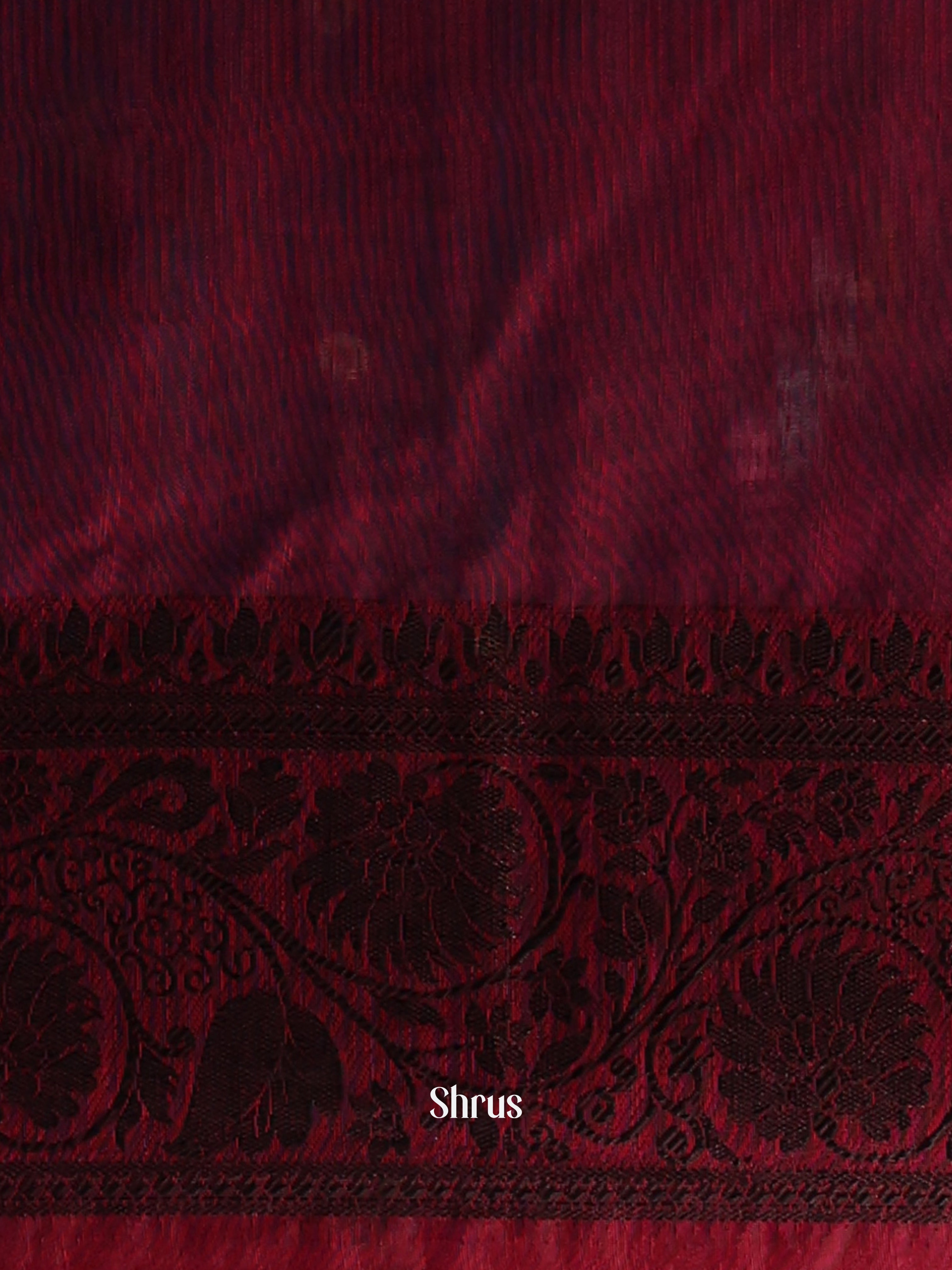 Blue & Wine - Semi Jute Saree - Shop on Shrus.com