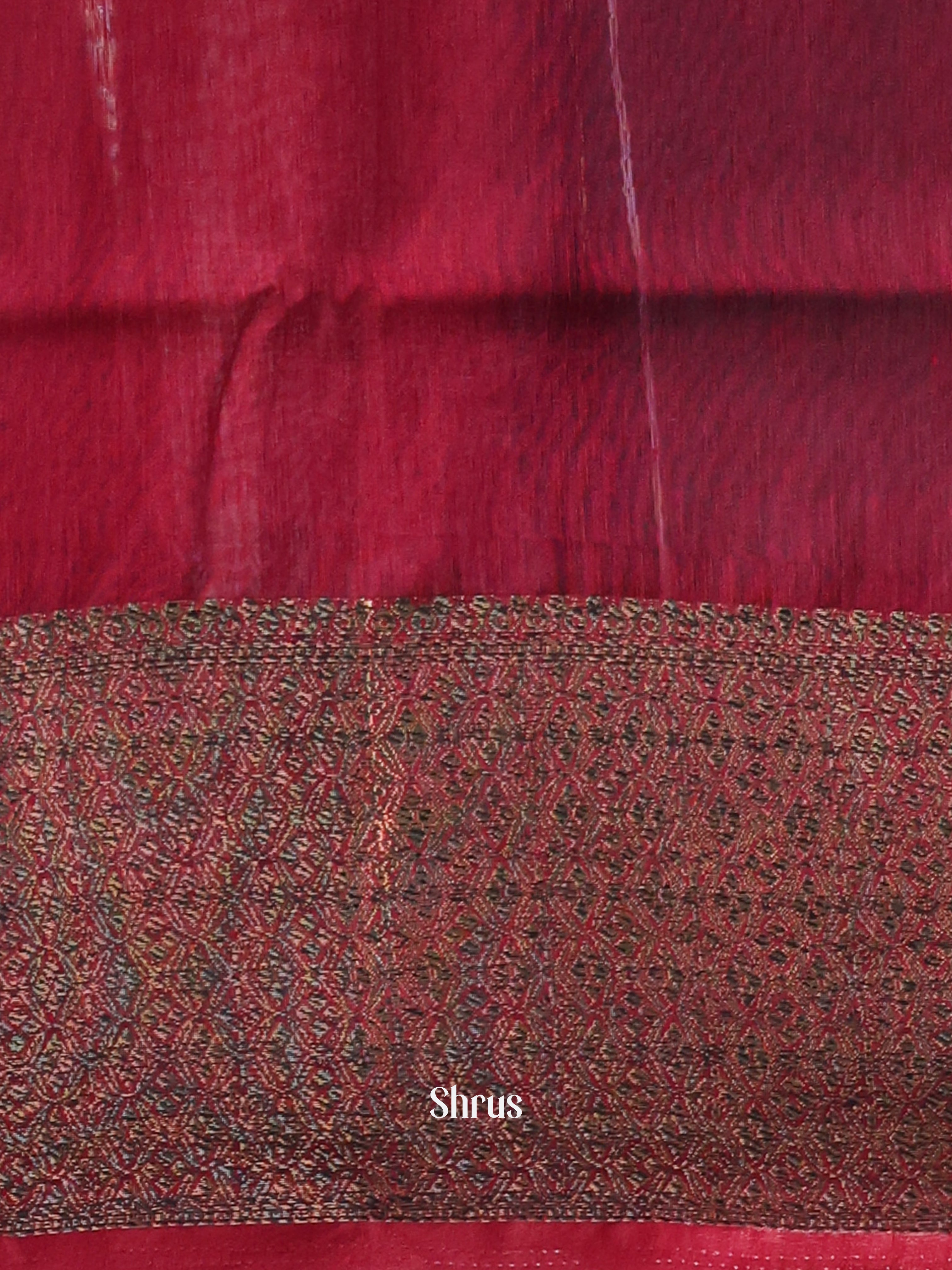 Teal & Maroon - Semi Jute Saree - Shop on Shrus.com