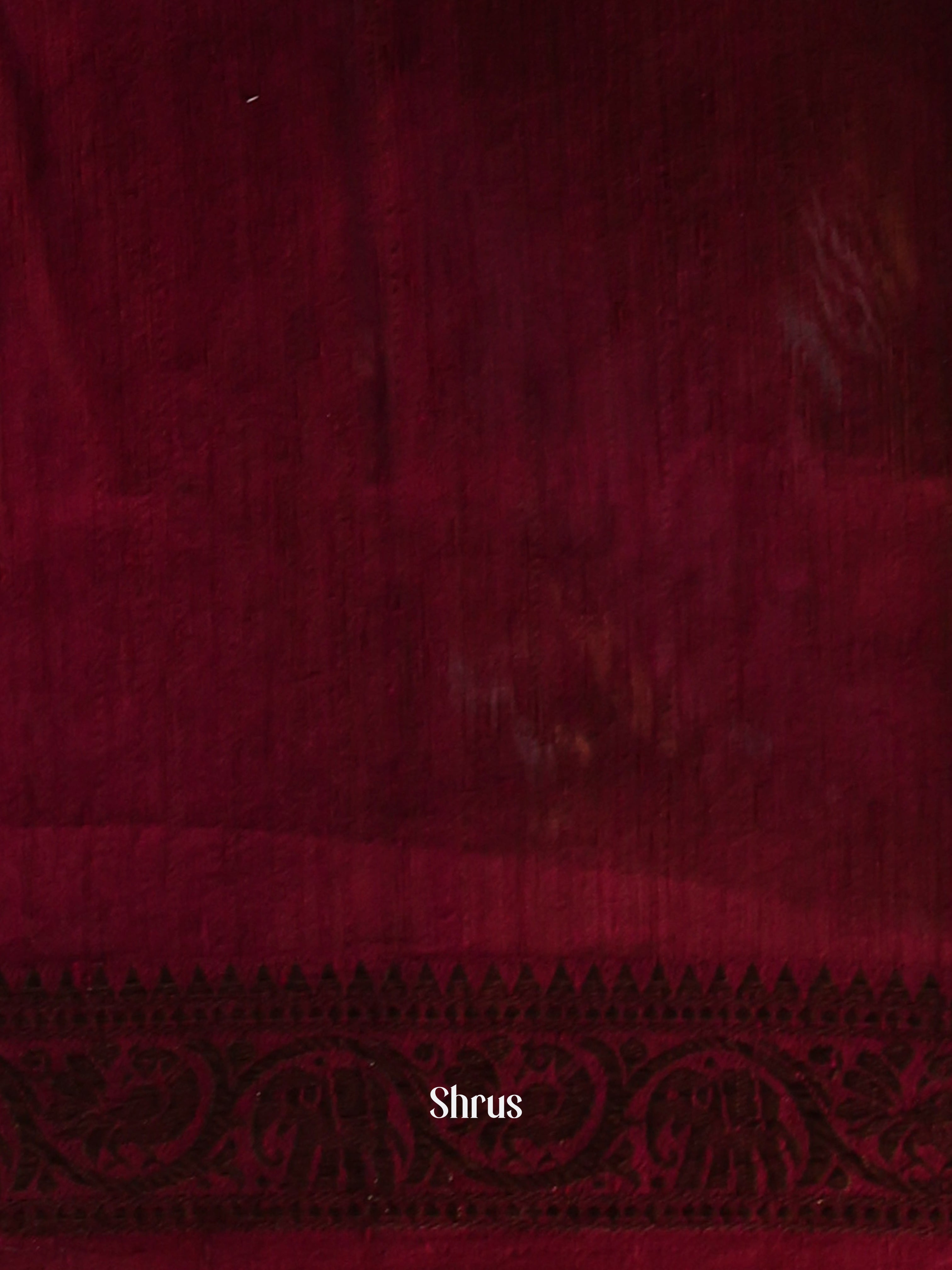Green & Maroon - Semi Jute Saree - Shop on Shrus.com