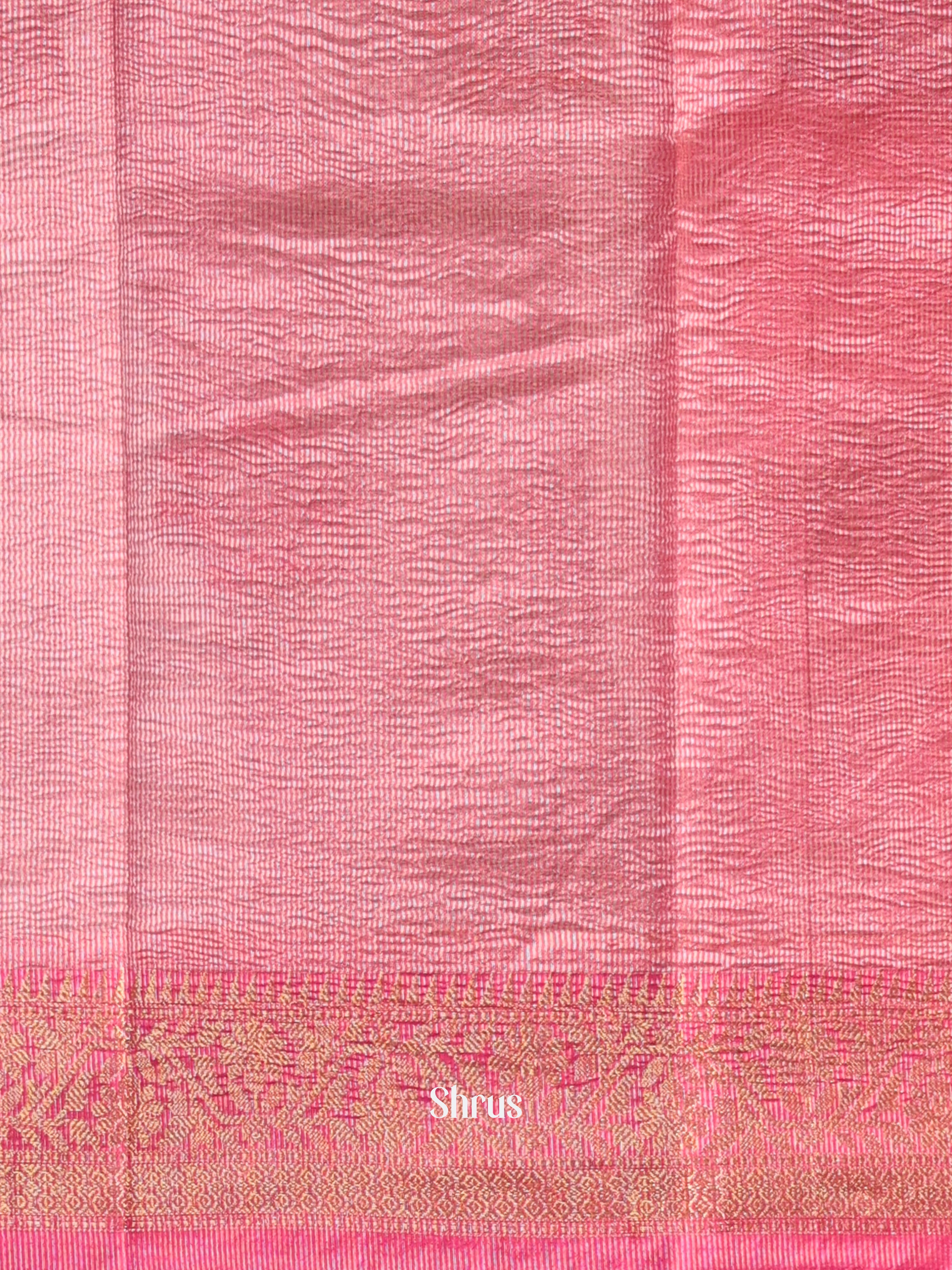 Cream & Pink- Bamboo silk Saree - Shop on Shrus.com