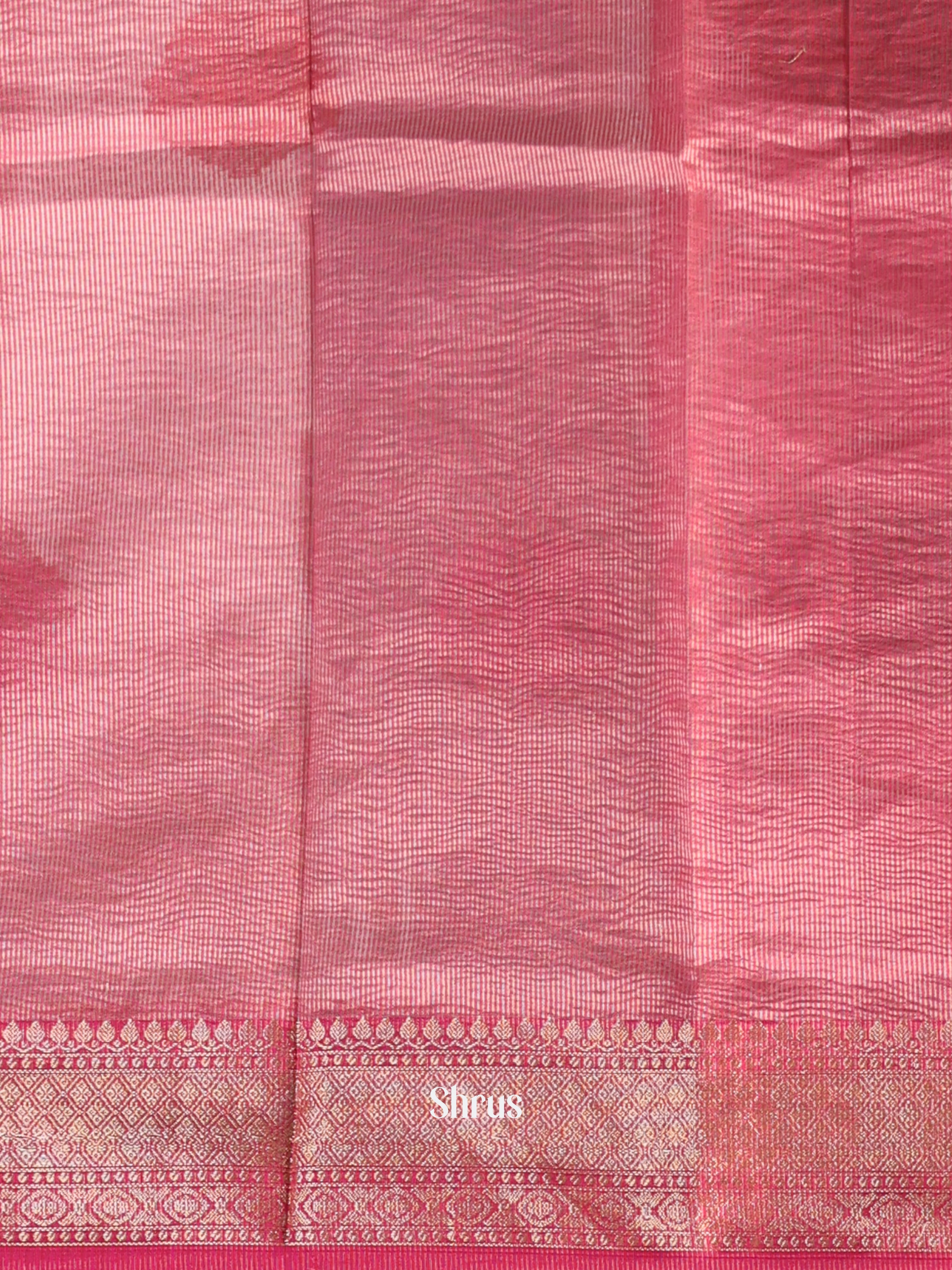 Cream & Pink - Bamboo silk Saree - Shop on Shrus.com