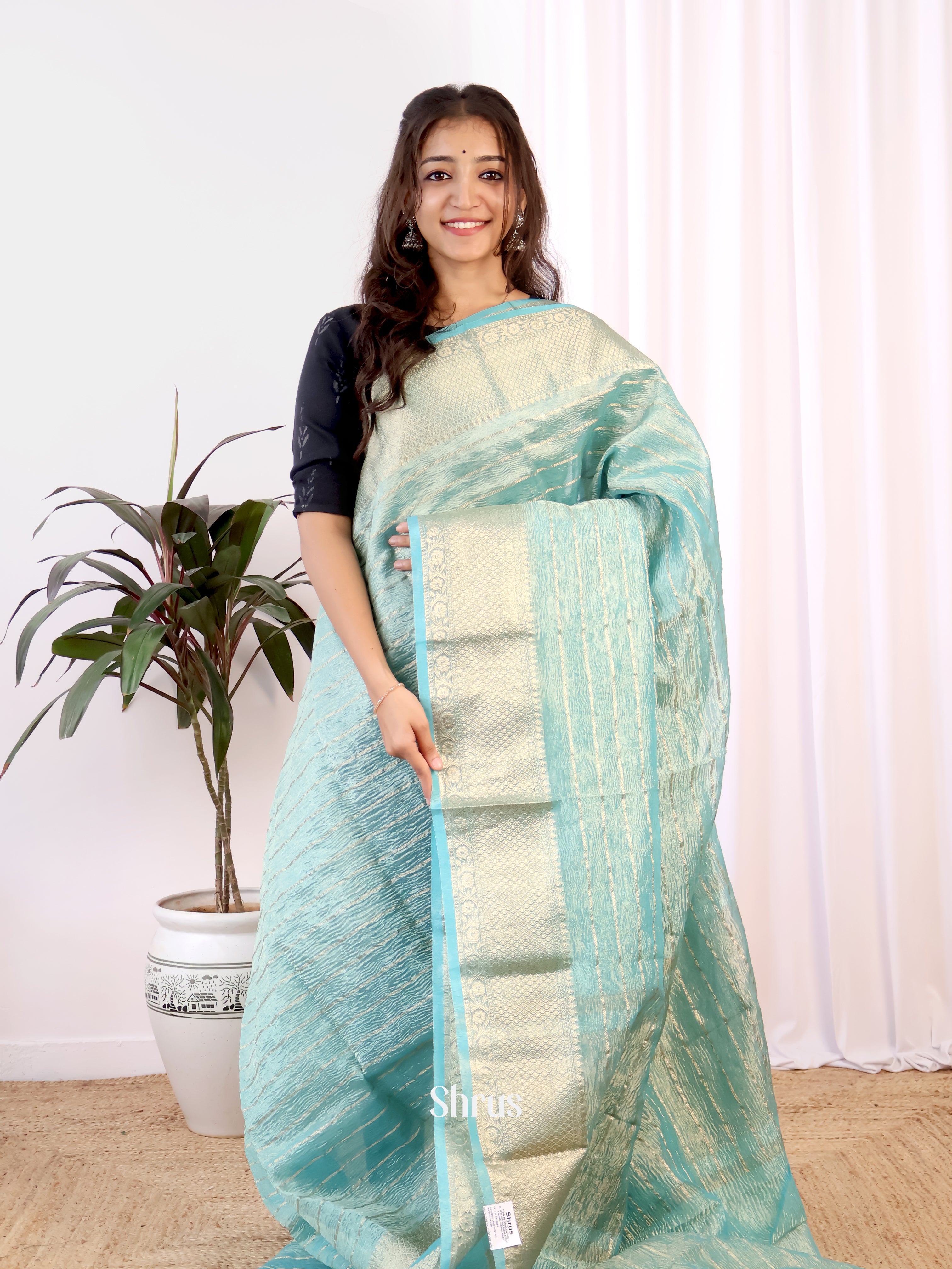 Light Blue - Bamboo silk Saree - Shop on Shrus.com