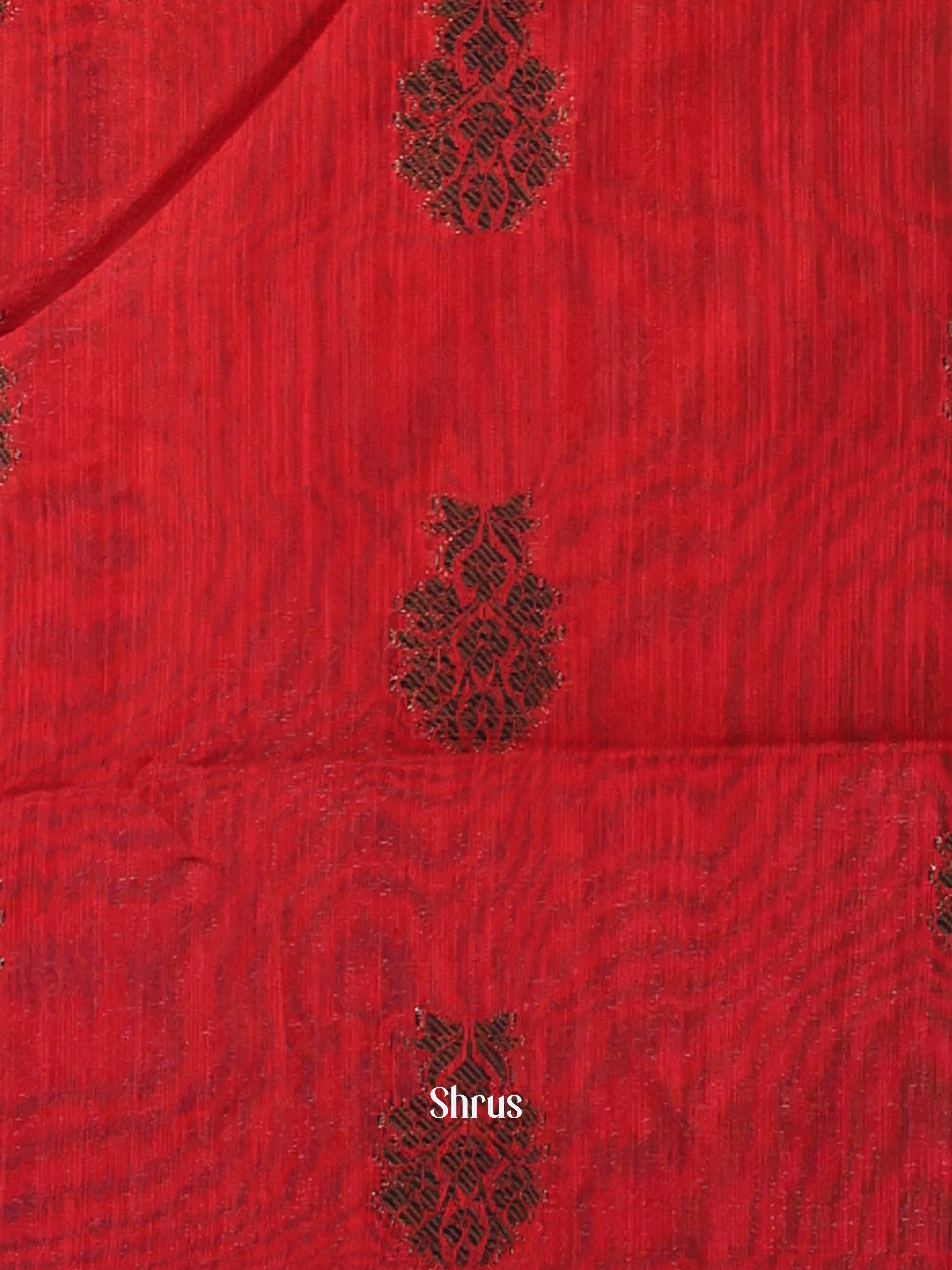 Green & Maroon -Semi Jute Saree - Shop on Shrus.com
