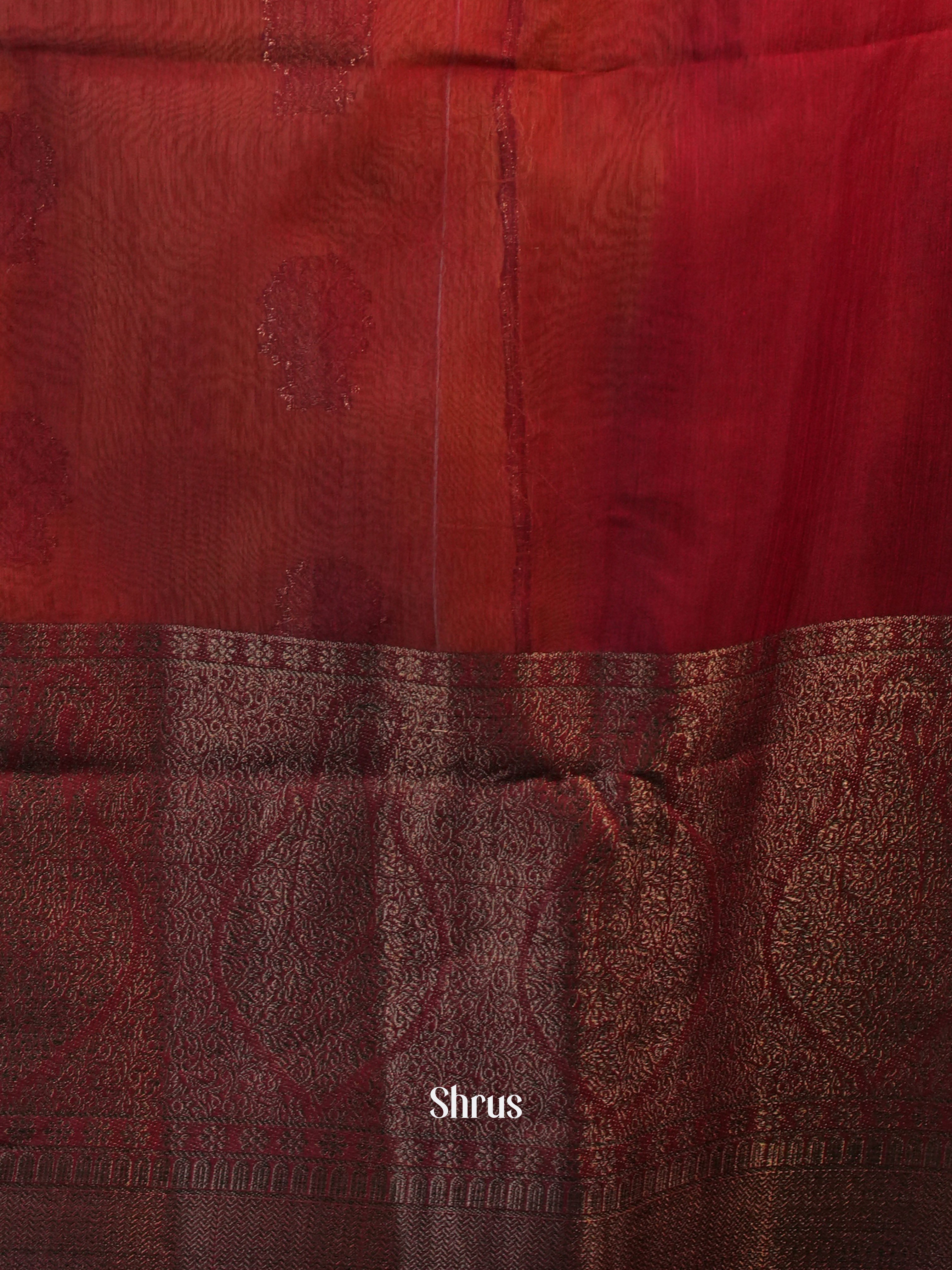 Beige & Maroon - Semi Jute Saree - Shop on Shrus.com