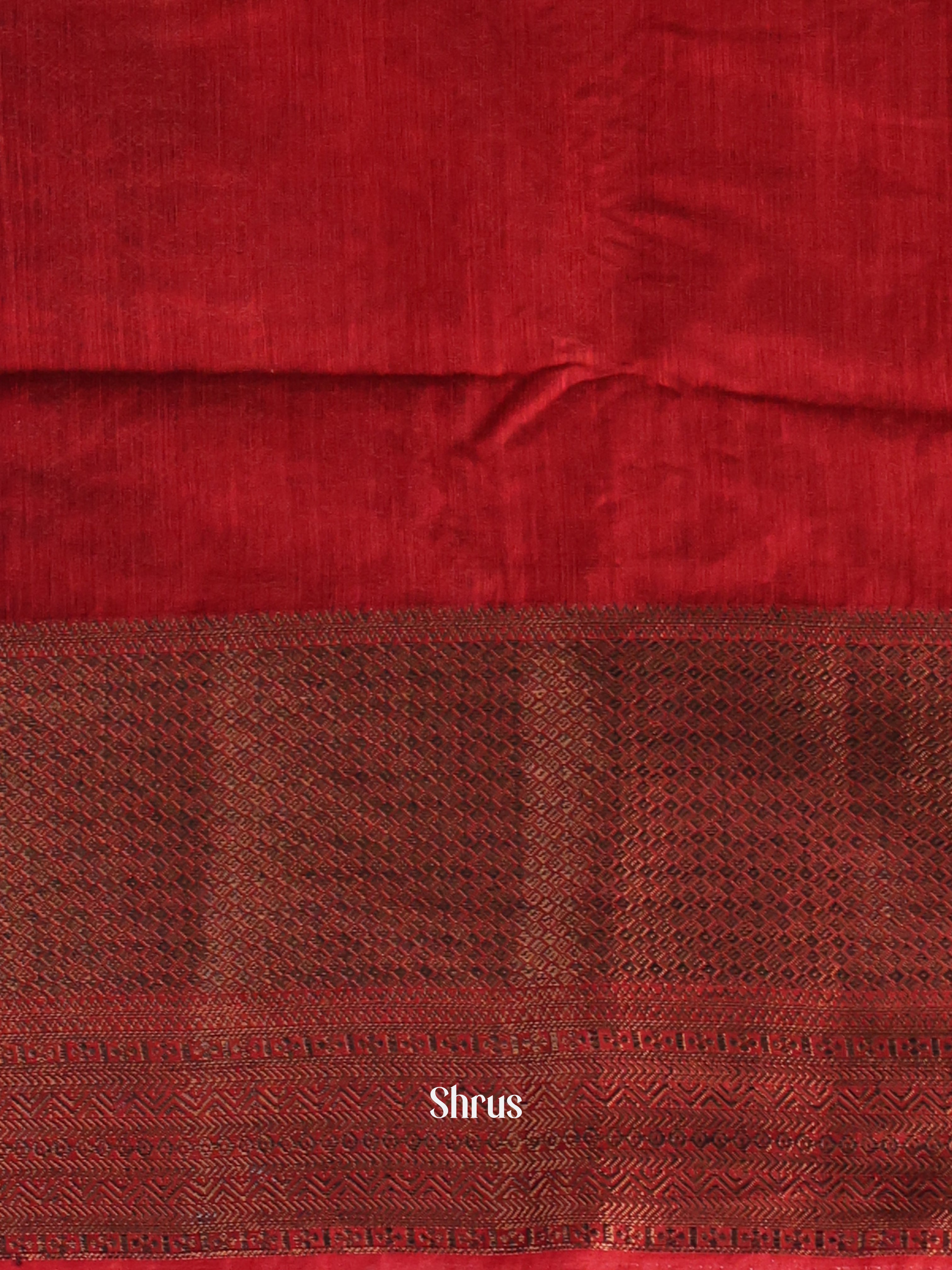 Blue & Maroon- Semi Jute Saree - Shop on Shrus.com