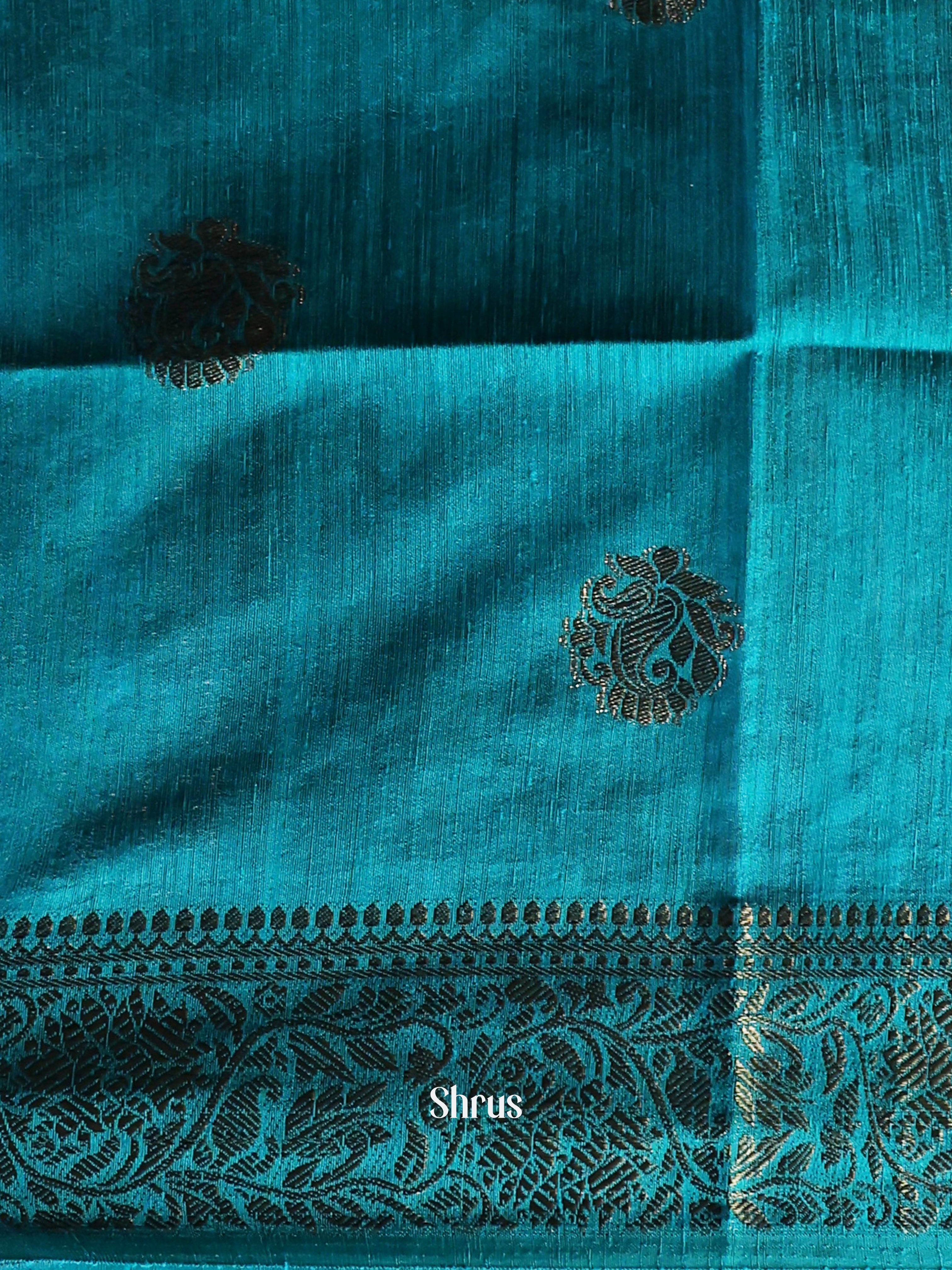 Wine & Blue- Semi Jute Saree - Shop on Shrus.com