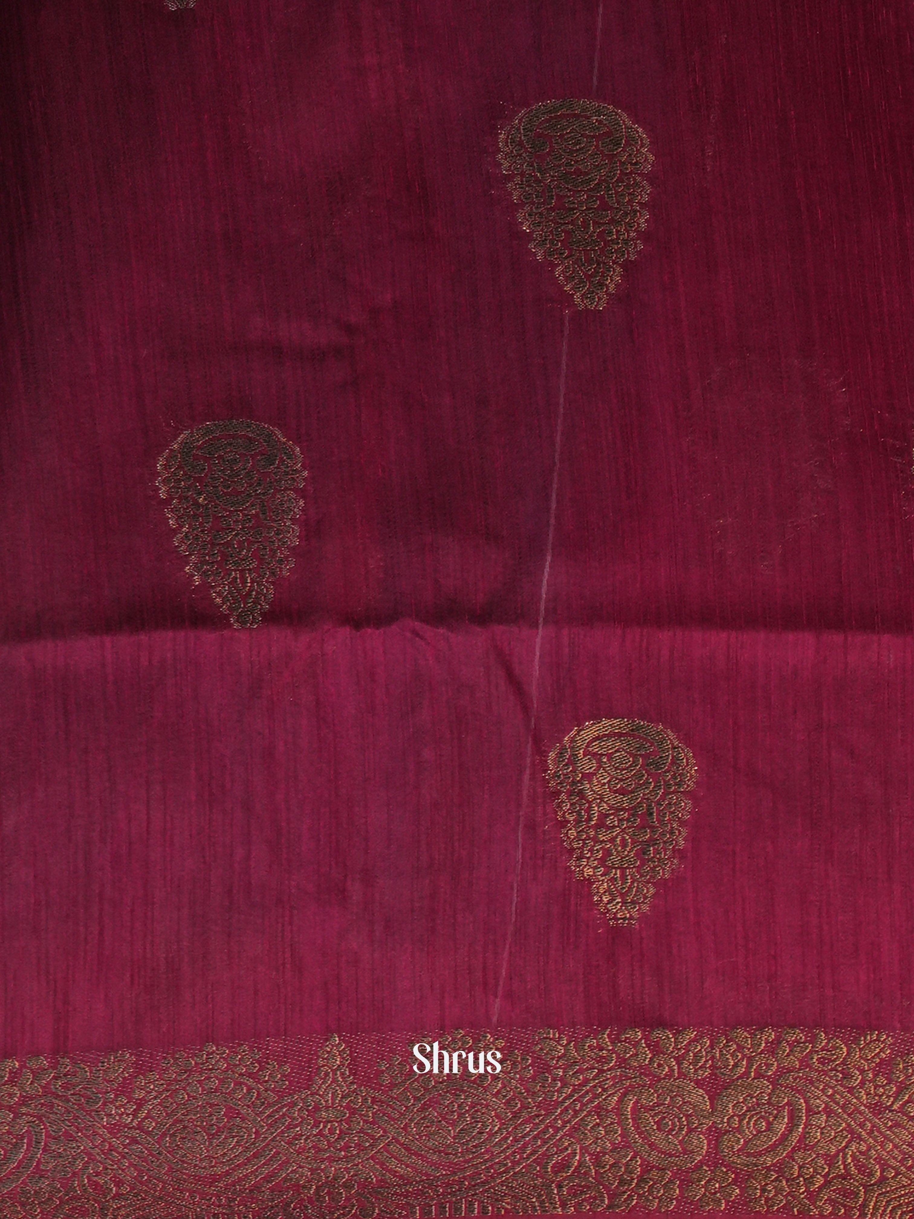 Grey & Maroon - Semi Jute Saree - Shop on Shrus.com