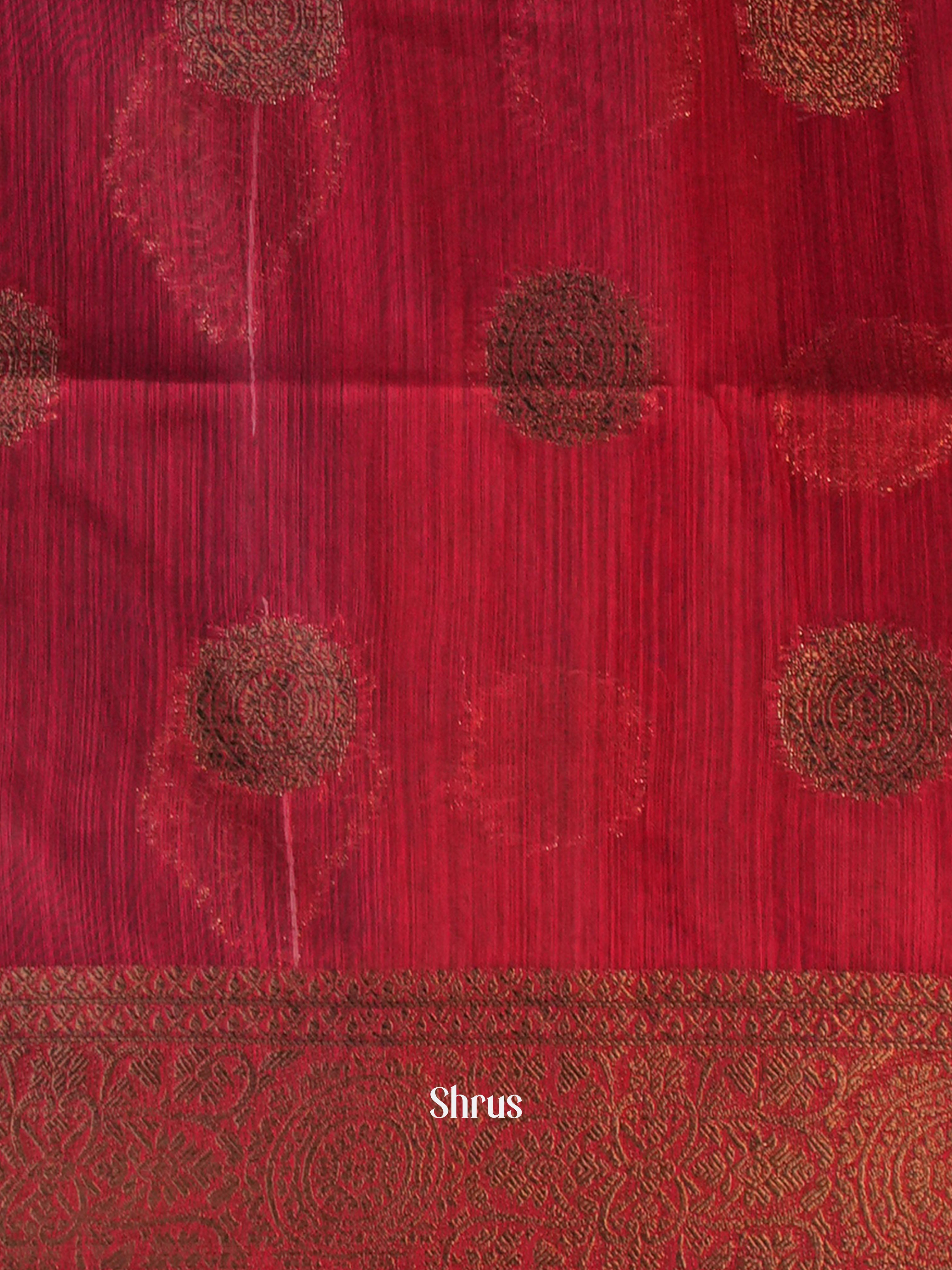 Blue & Maroon- Semi Jute Saree - Shop on Shrus.com