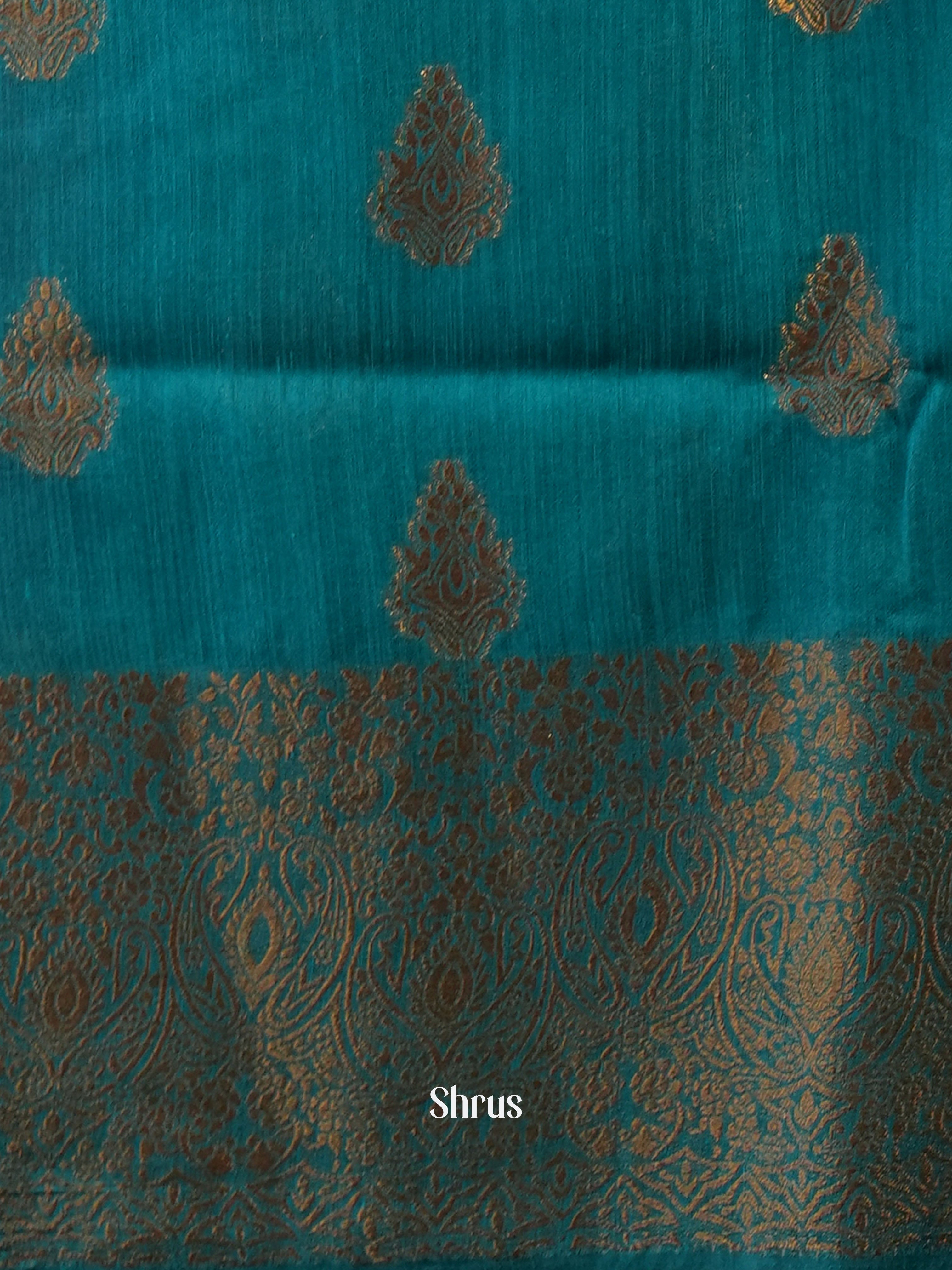 Purple & Blue - Semi Jute Saree - Shop on Shrus.com