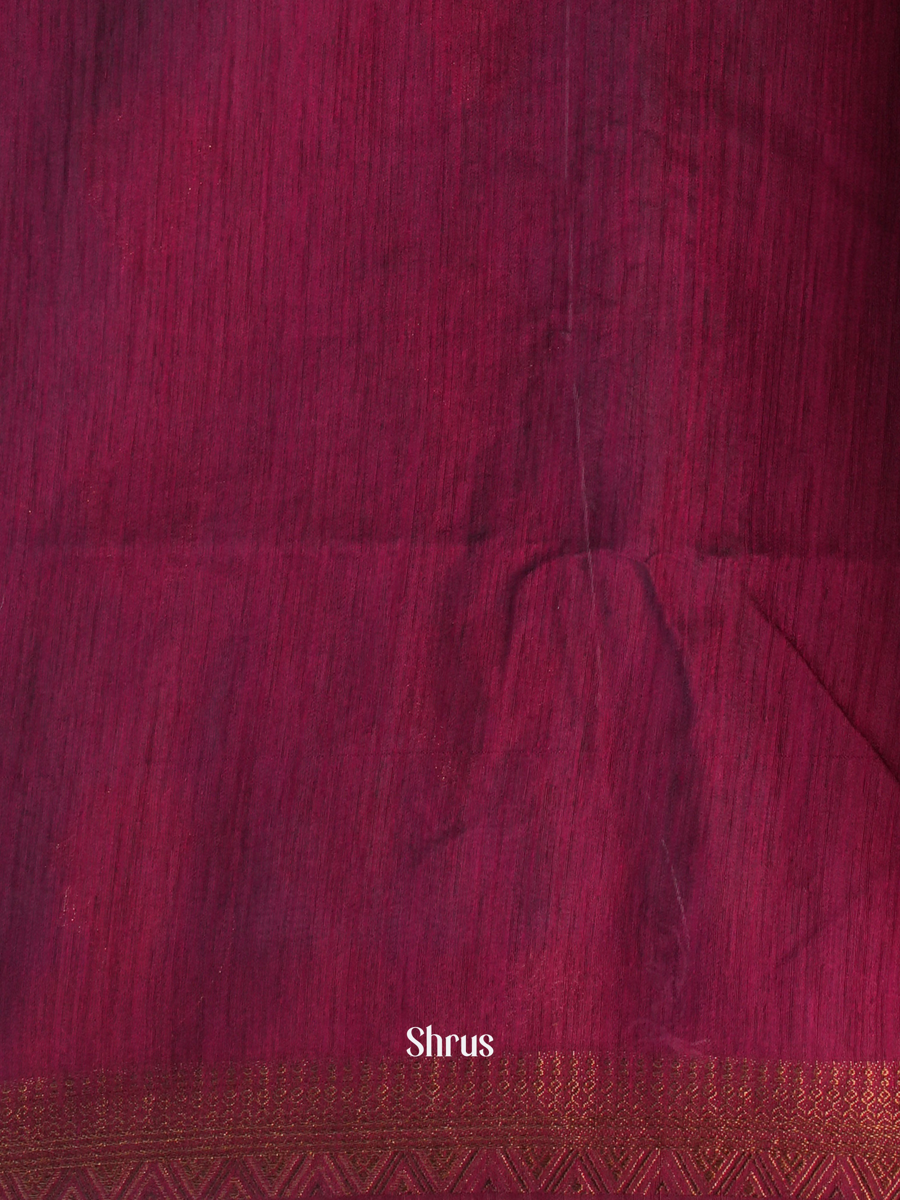 Green & Maroon - Semi Jute Saree - Shop on Shrus.com