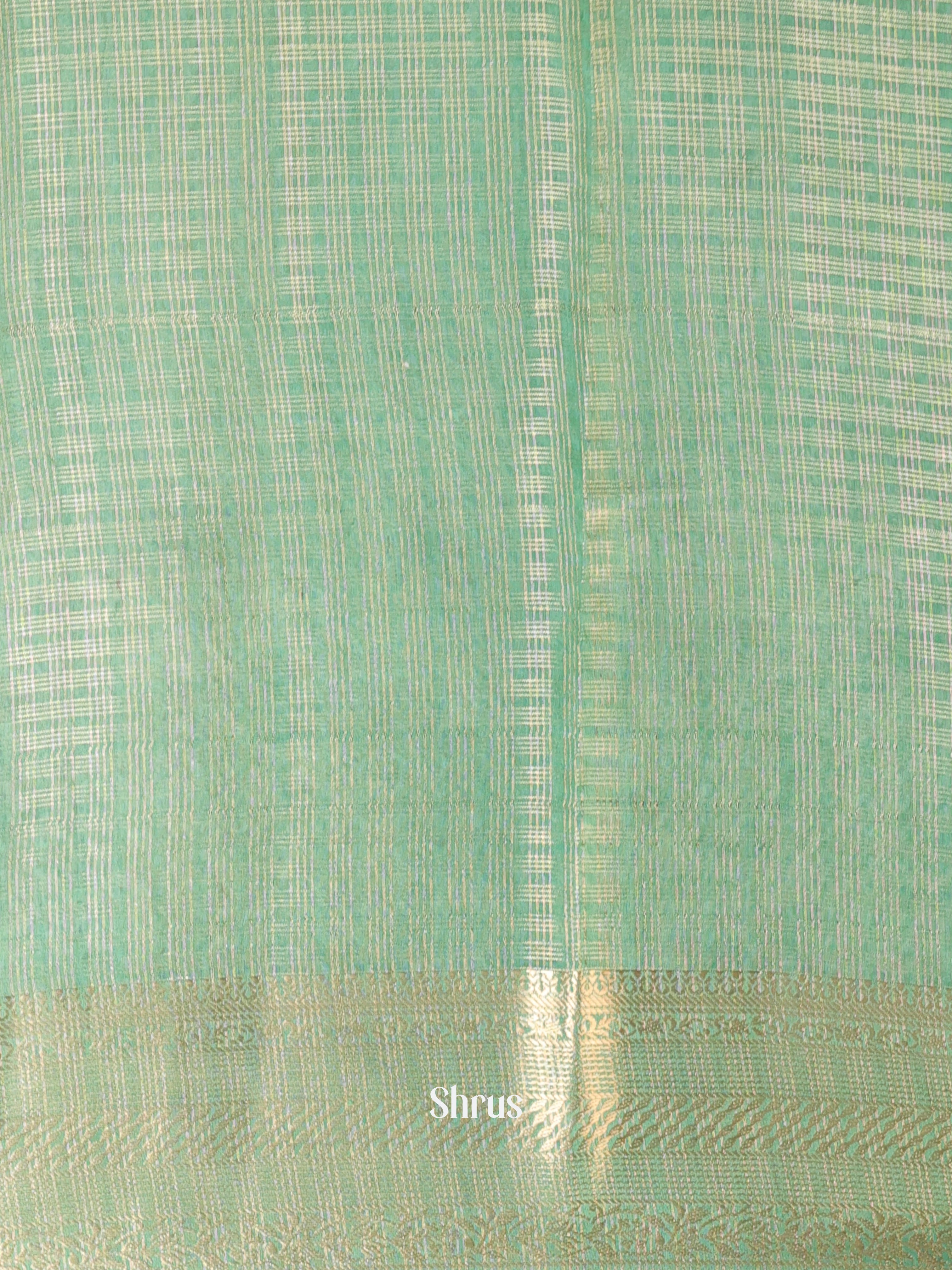 Green - Semi Chanderi Saree - Shop on Shrus.com