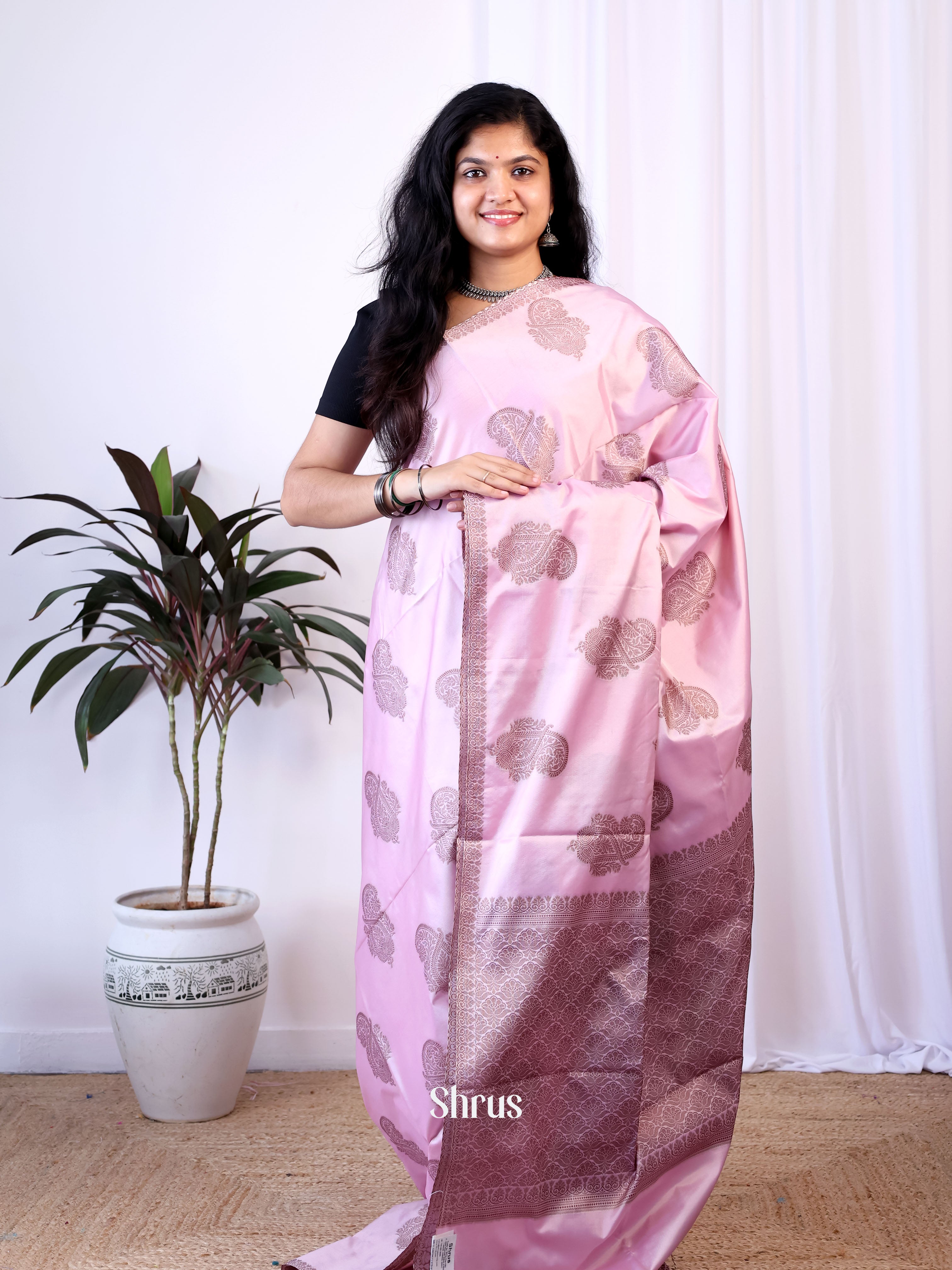 Purple - Semi Softsilk Saree - Shop on Shrus.com