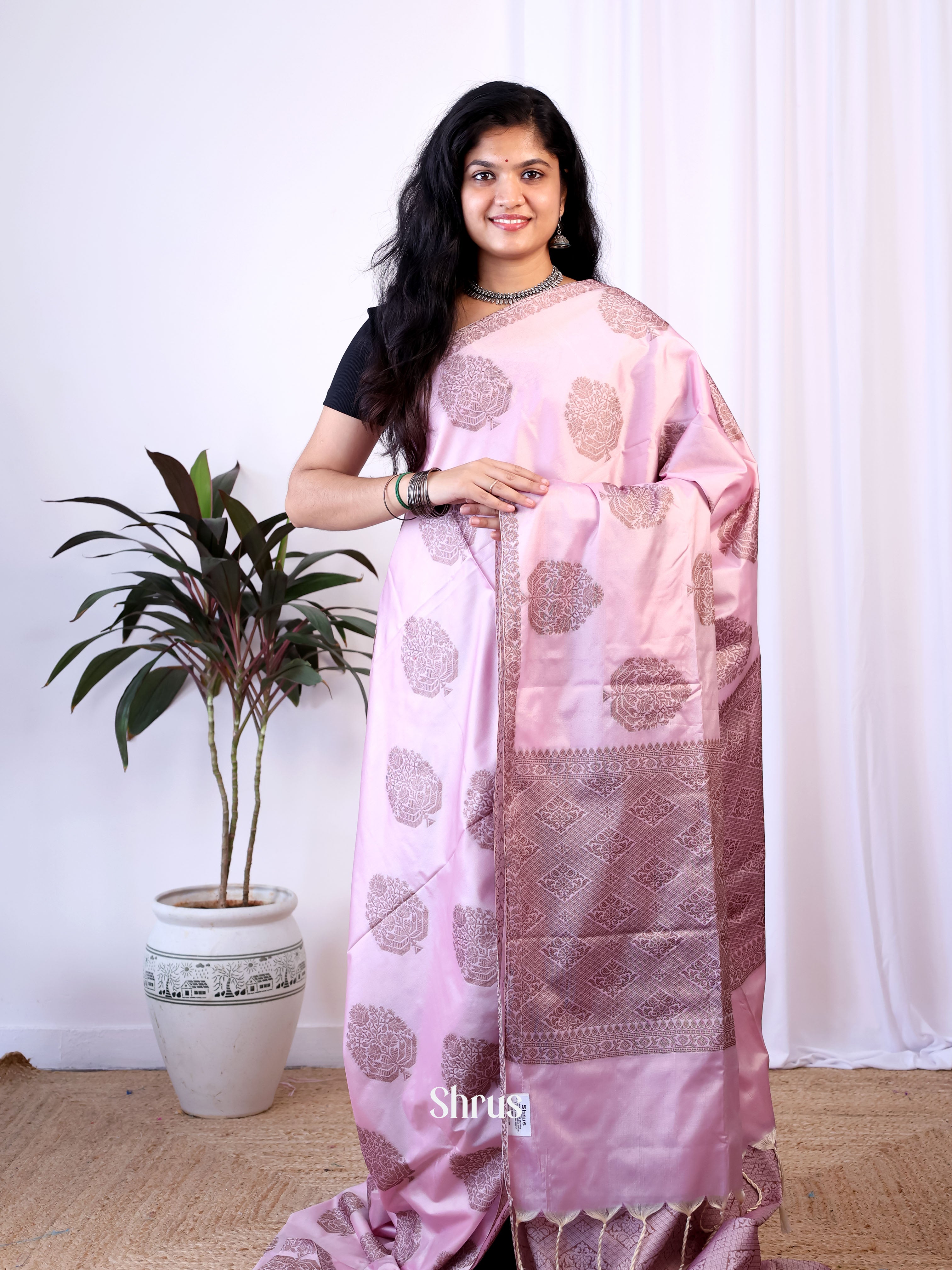 Purple - Semi Softsilk Saree - Shop on Shrus.com
