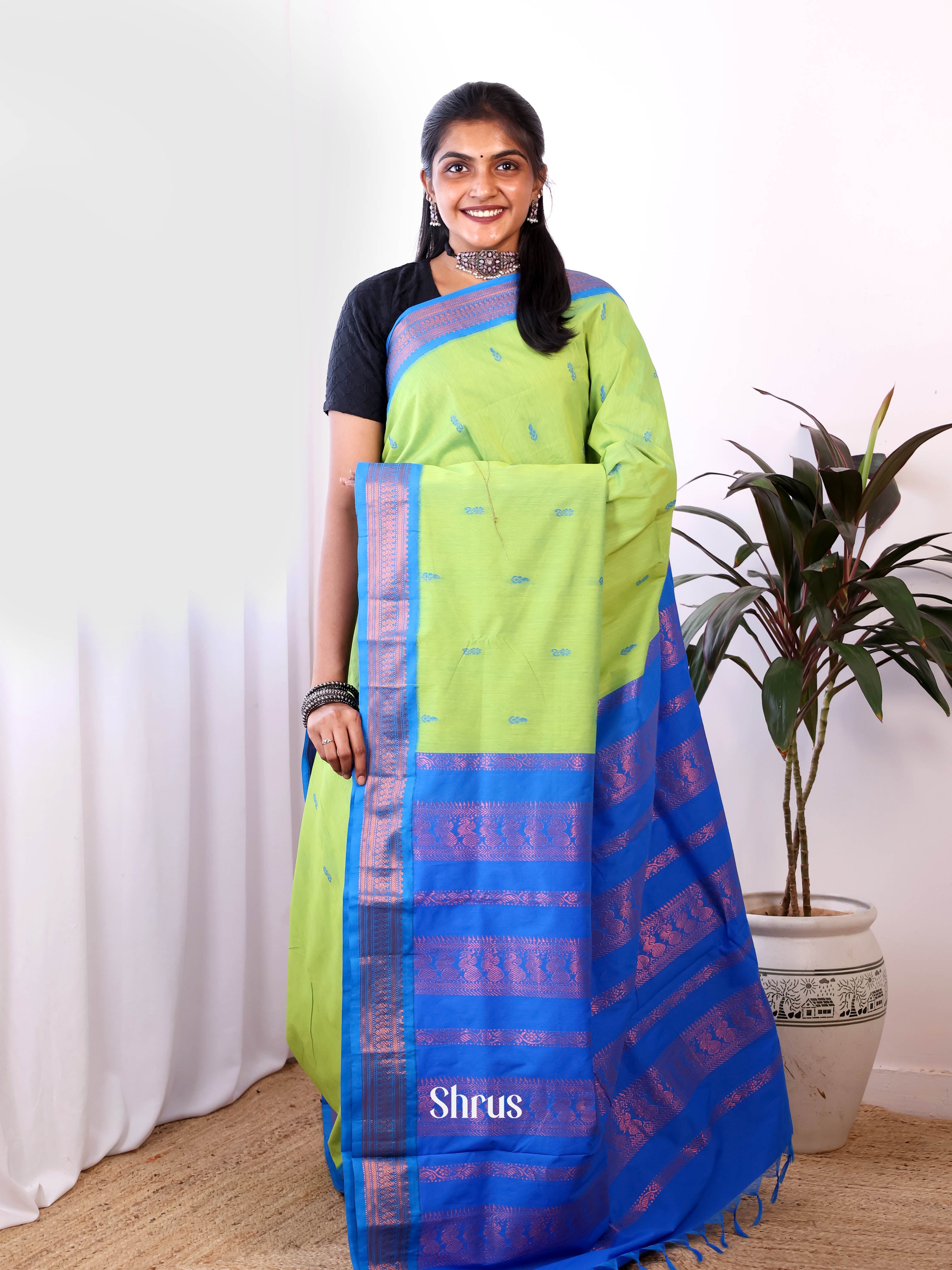 Green & Blue - Kalyani Cotton Saree - Shop on Shrus.com