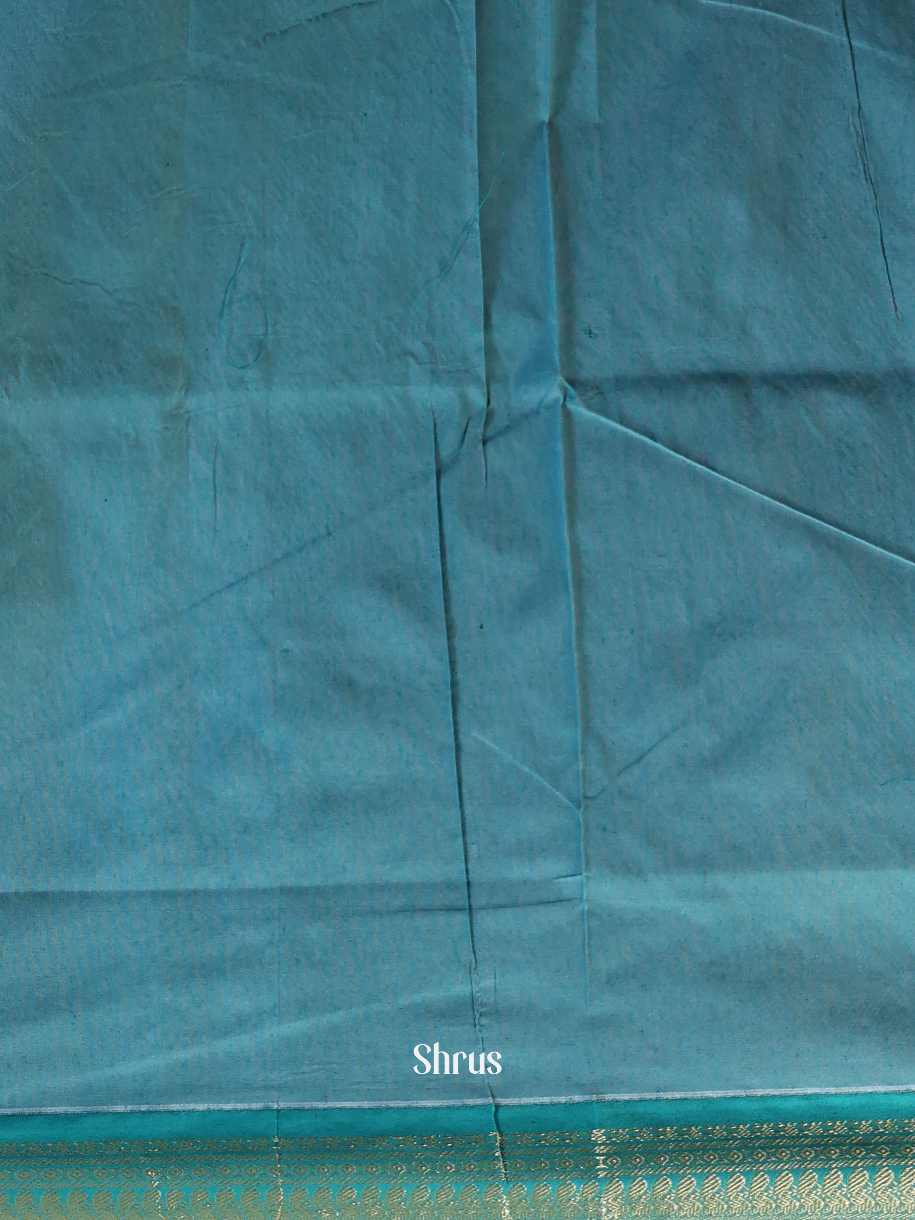 Cream & Teal - Kalyani Cotton Saree - Shop on Shrus.com