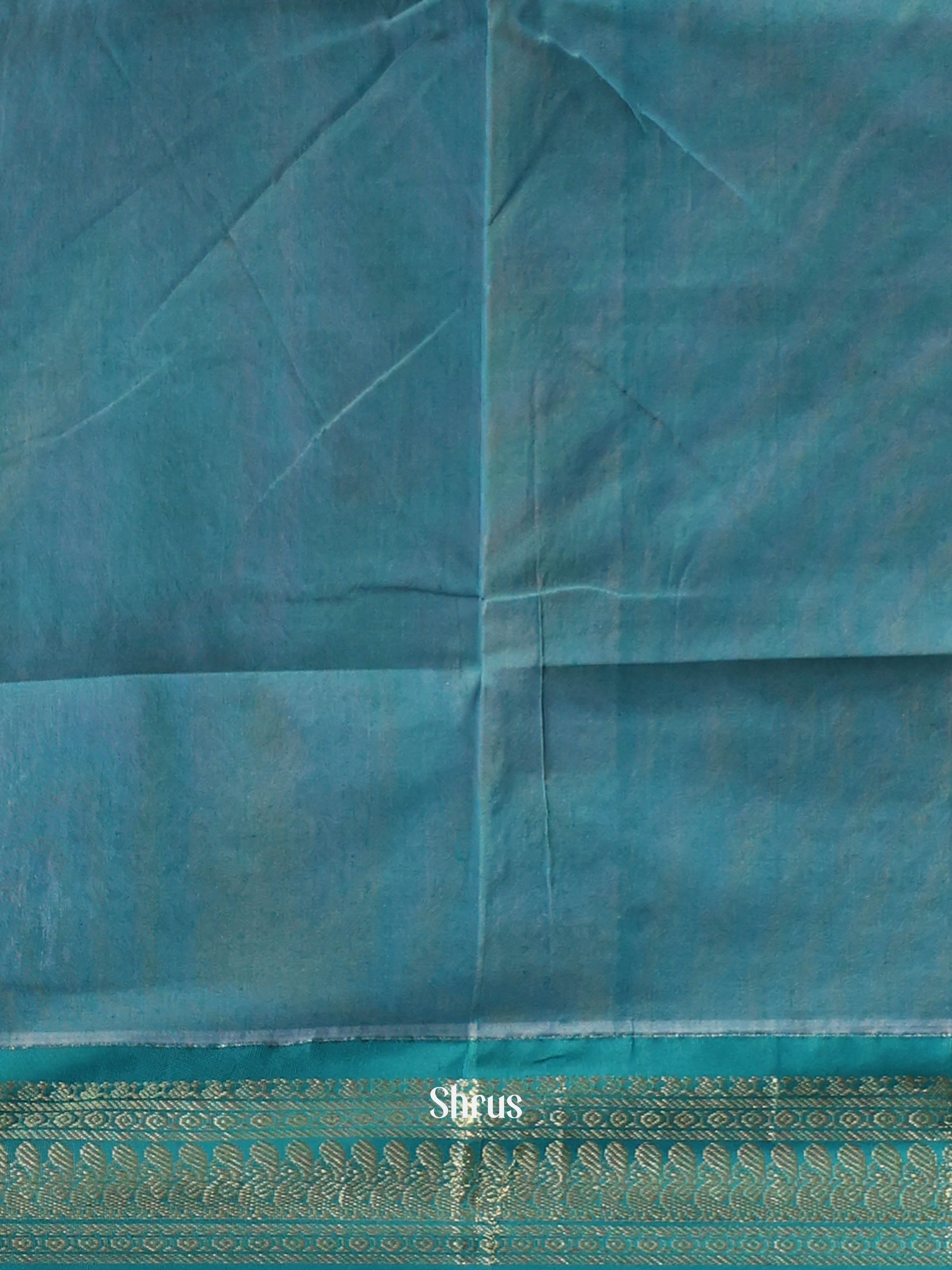 Yellow & Teal - Kalyani Cotton Saree - Shop on Shrus.com