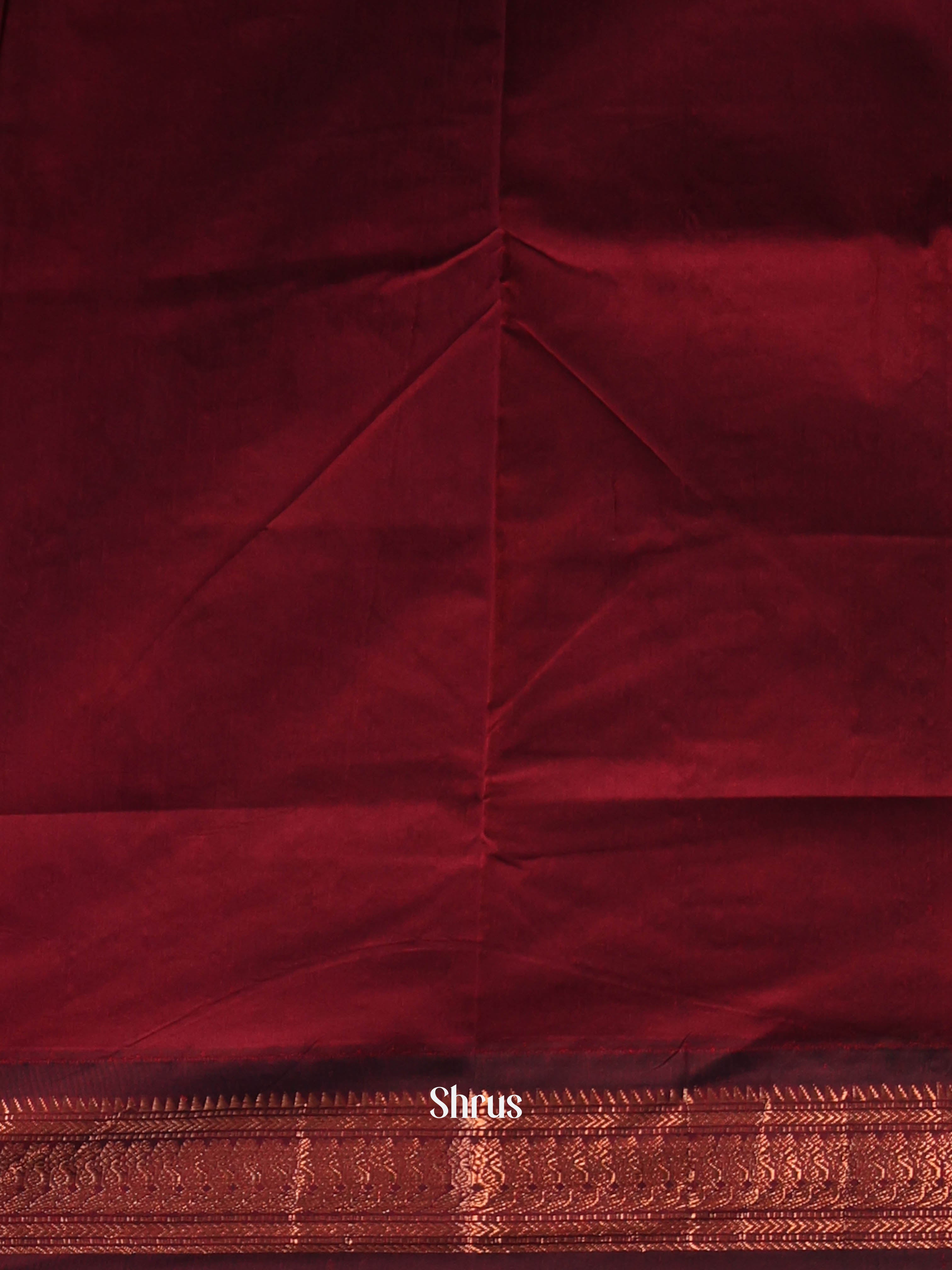 Blue & Maroon - Kalyani Cotton Saree - Shop on Shrus.com