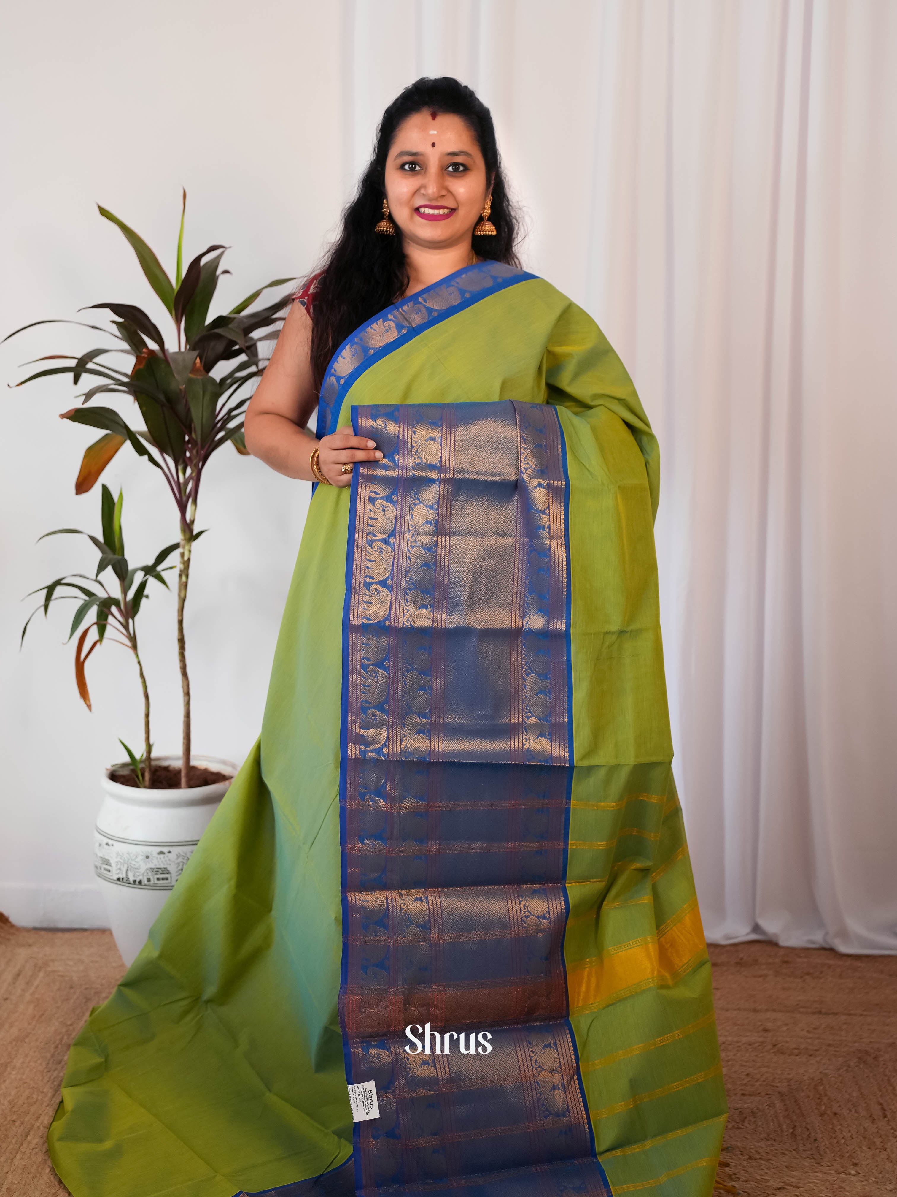 Green & Blue- Narayanpet Cotton Saree - Shop on Shrus.com
