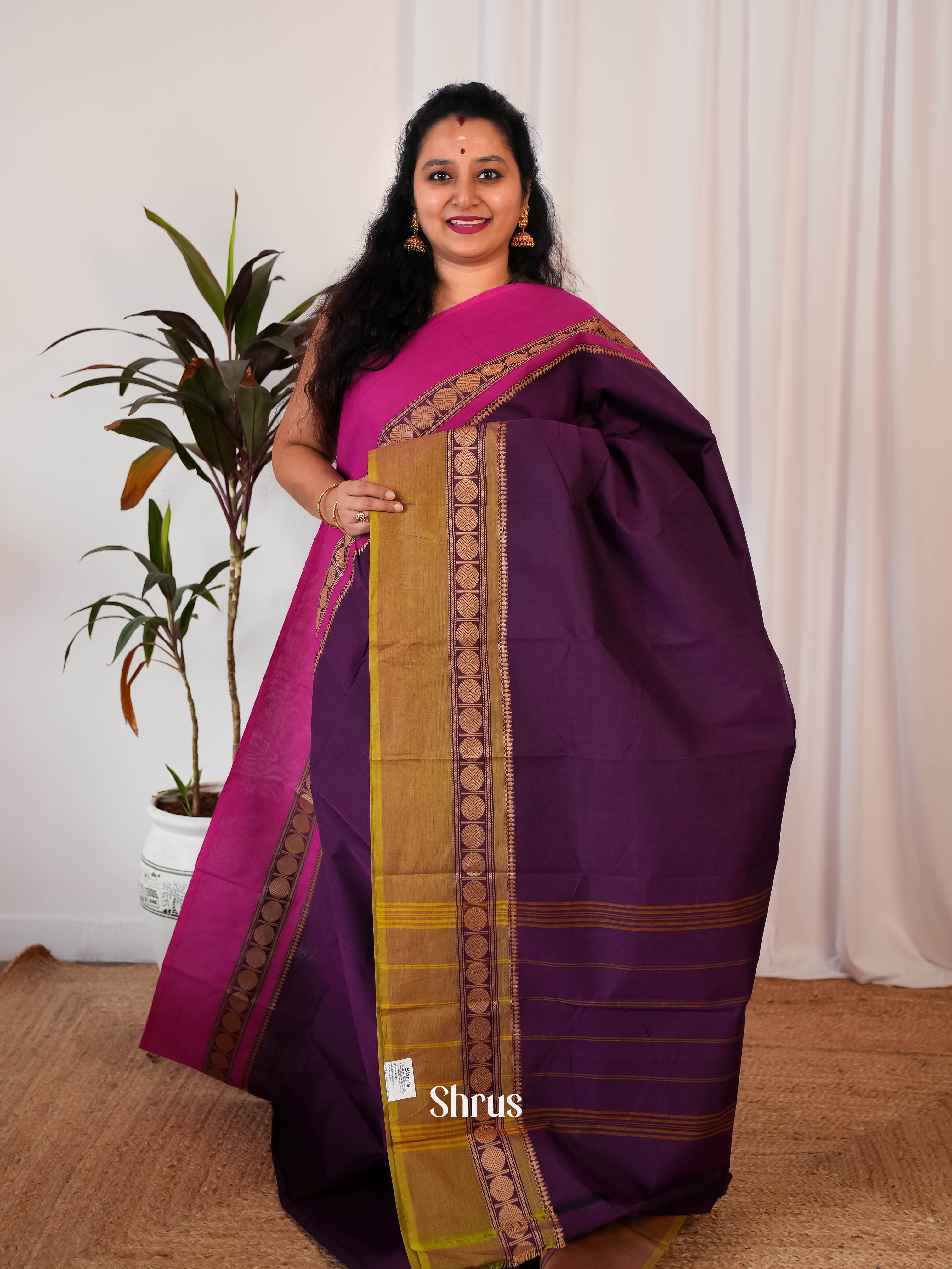 Violet & Pink - Chettinad Cotton Saree - Shop on Shrus.com