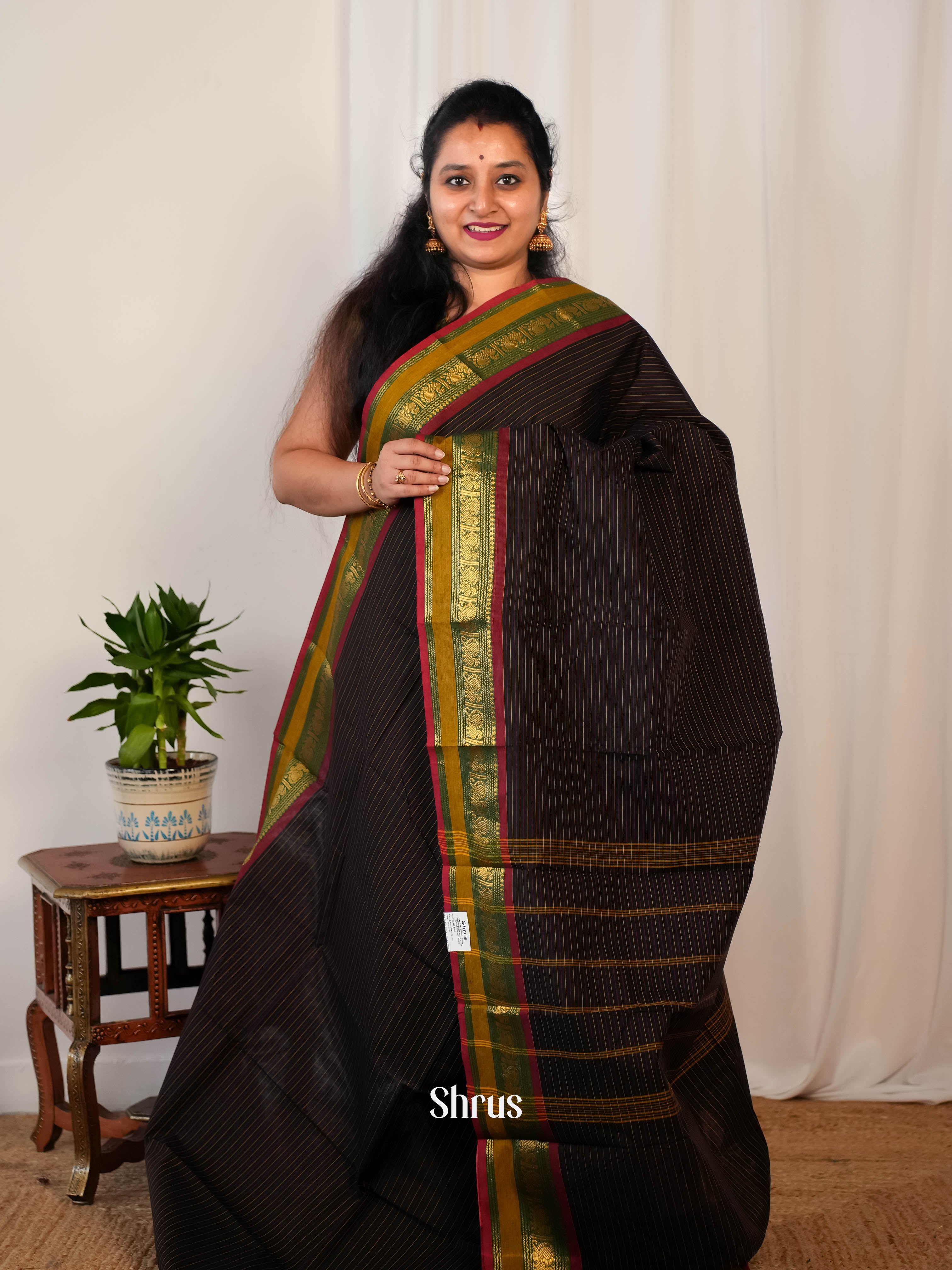 Black & Red - Chettinad Cotton saree - Shop on Shrus.com