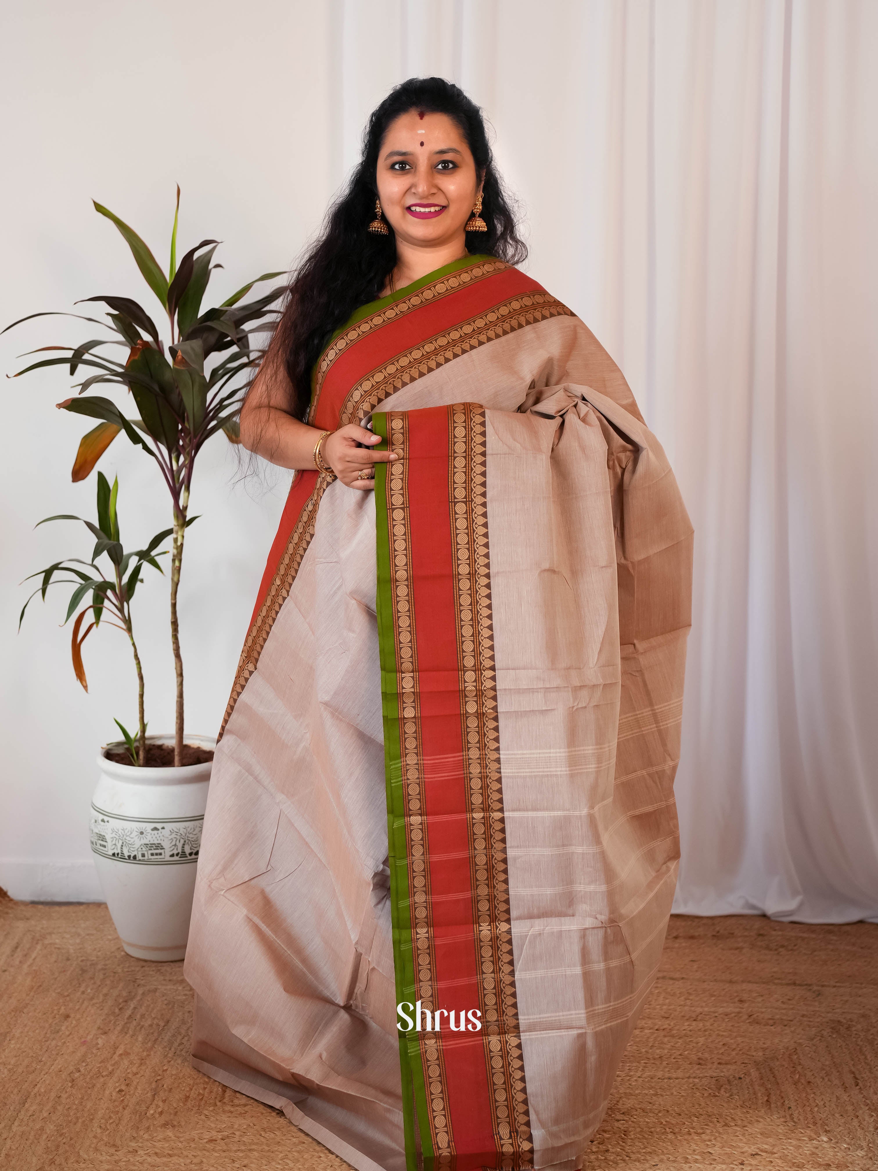 Grey& Green - Chettinad Cotton Saree - Shop on Shrus.com