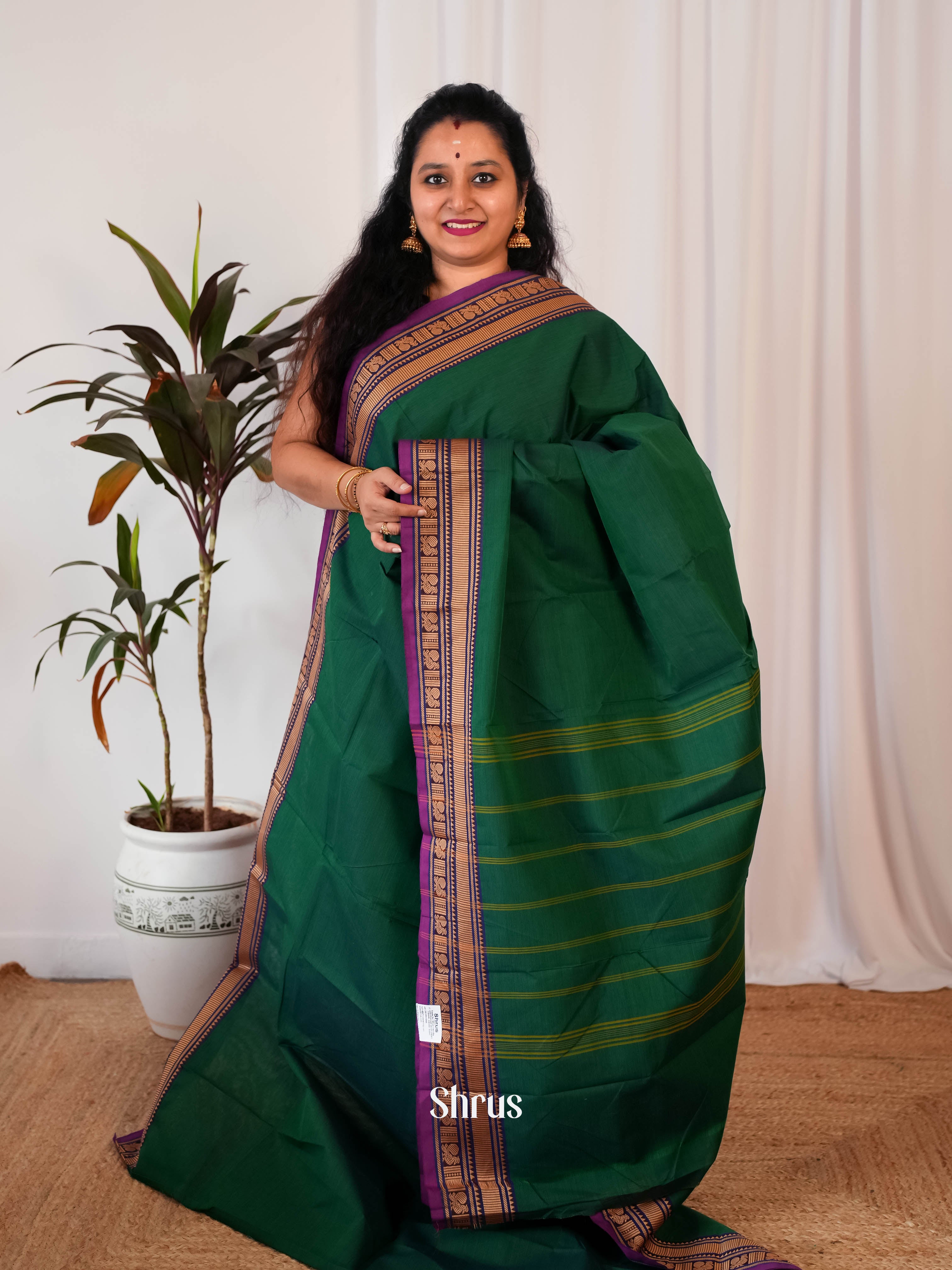 Green & Purple - Chettinad Cotton Saree - Shop on Shrus.com
