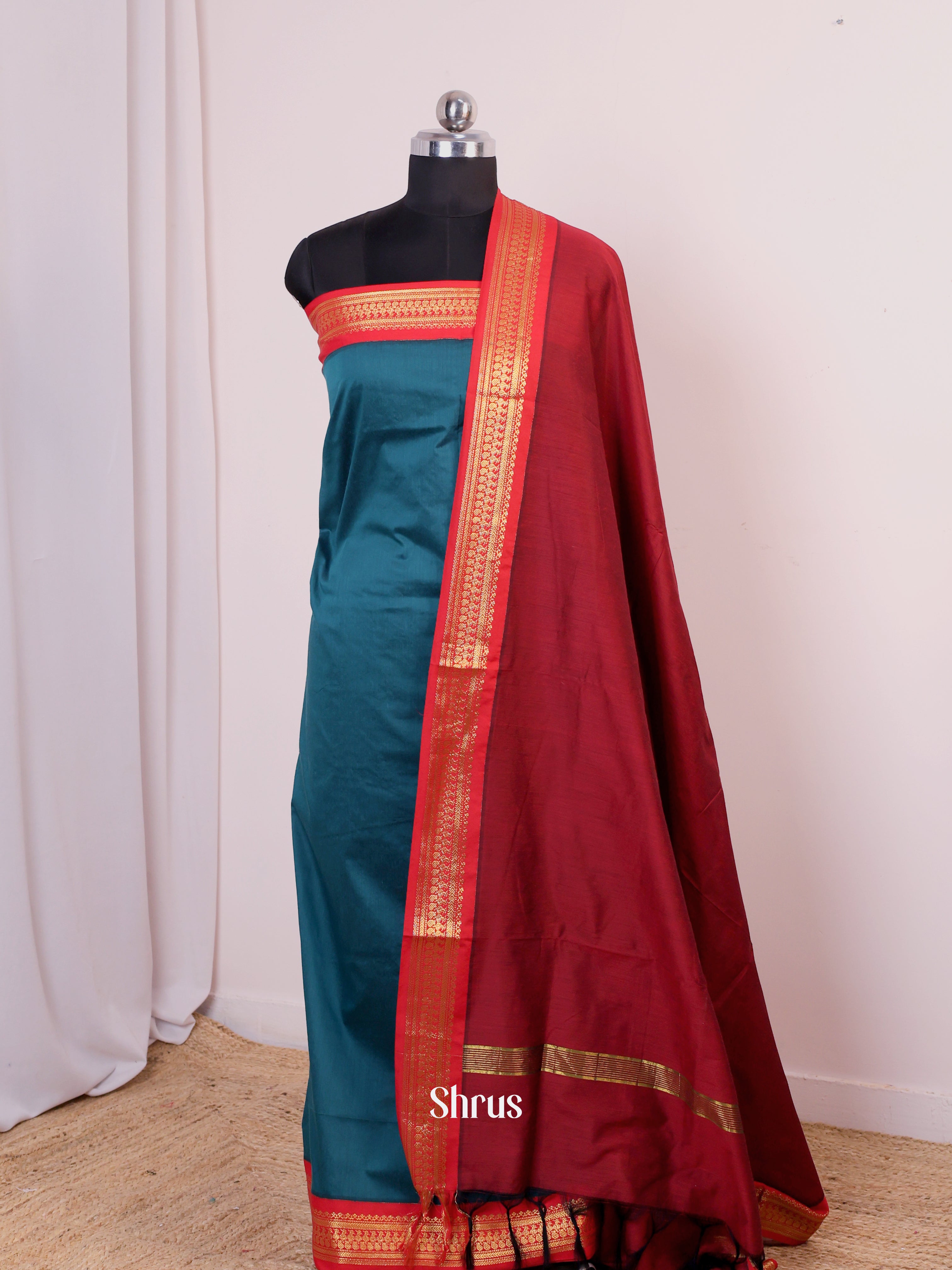Blue & Maroon - Kalyani Cotton salwar unstitch - Shop on Shrus.com